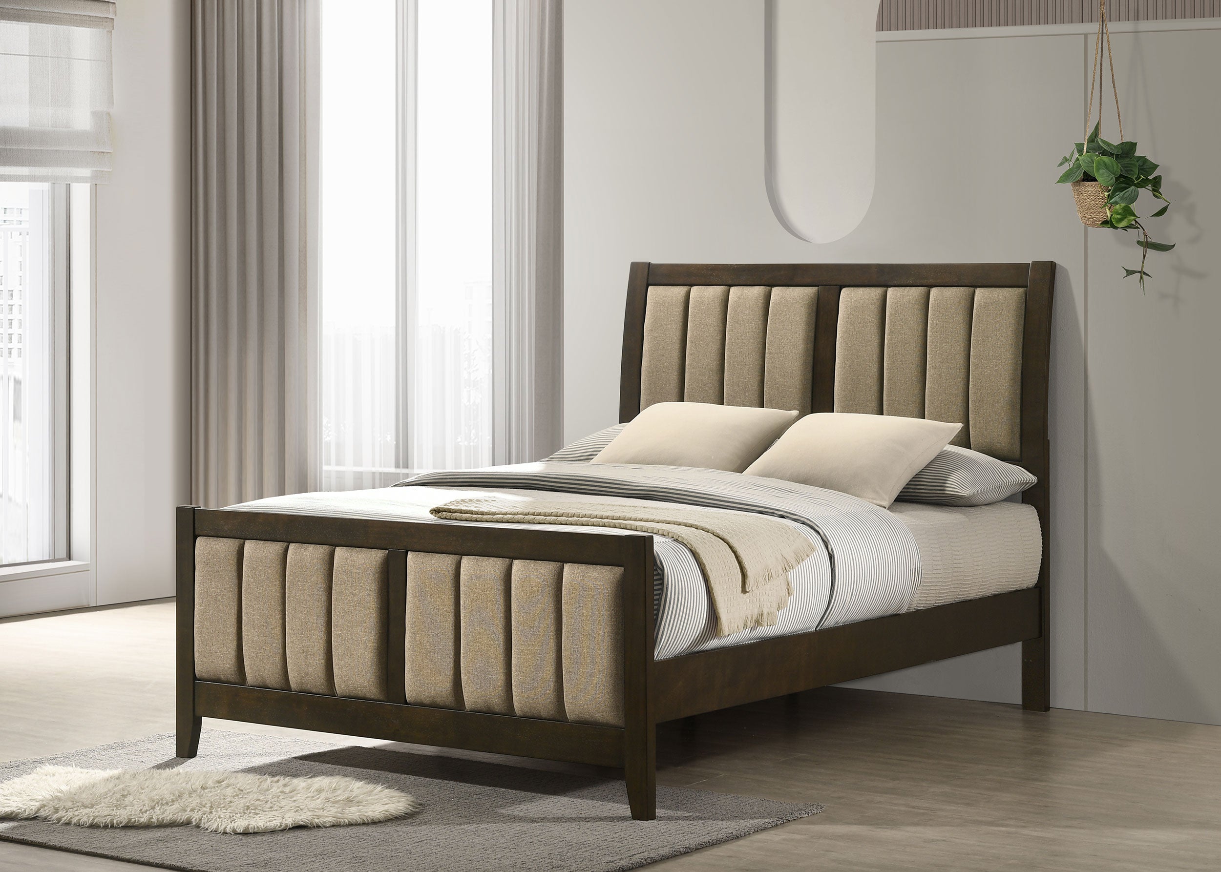 Wilkes 51-inch Upholstered Full Bed Dark Cocoa — view 2