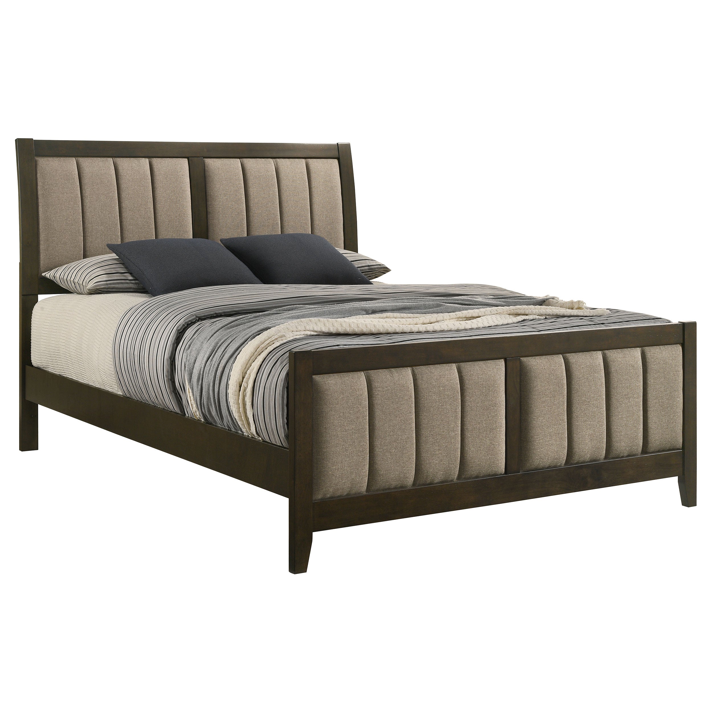 Wilkes 51-inch Upholstered Queen Bed Dark Cocoa — view 3