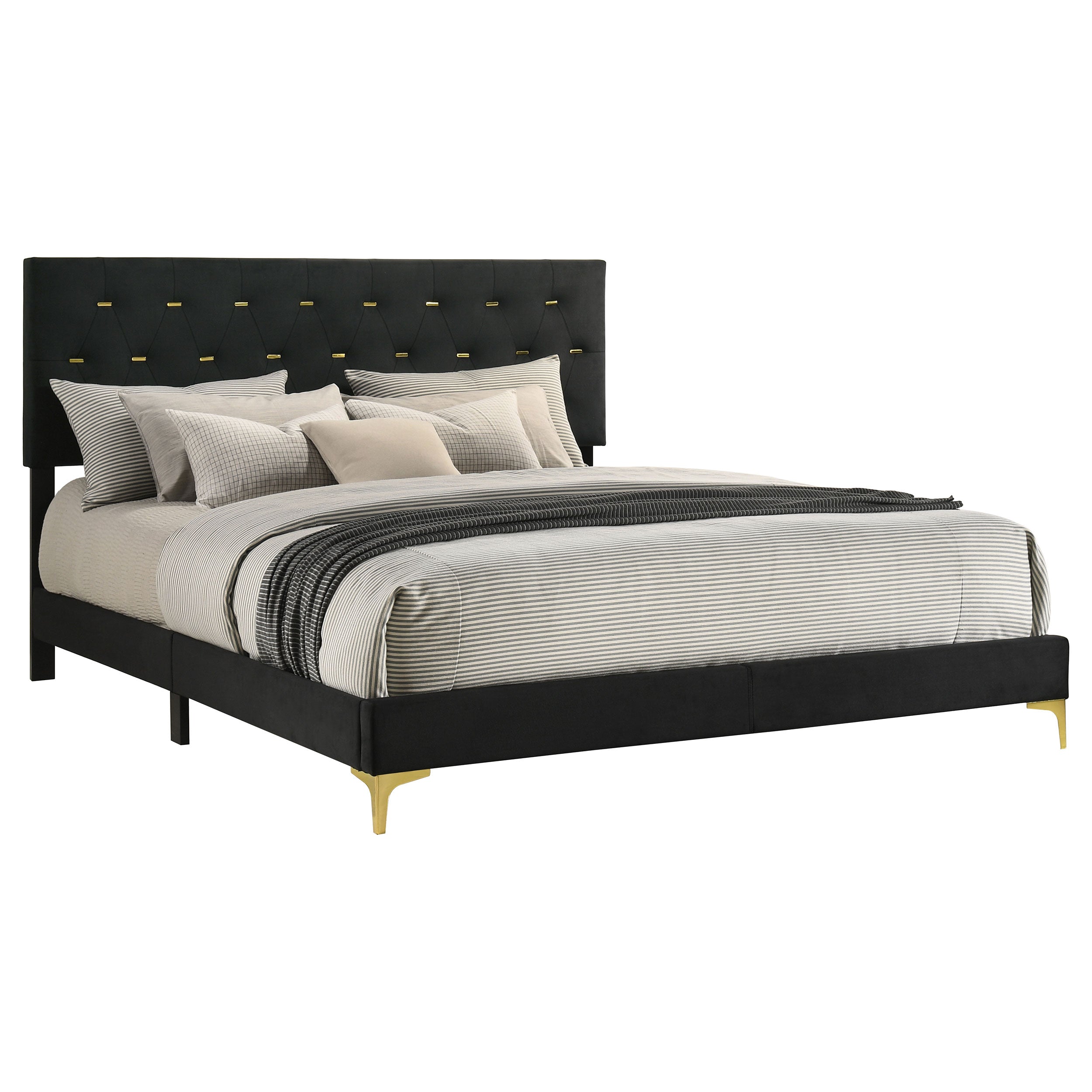 Kendall Upholstered California King Panel Bed Black — view 3