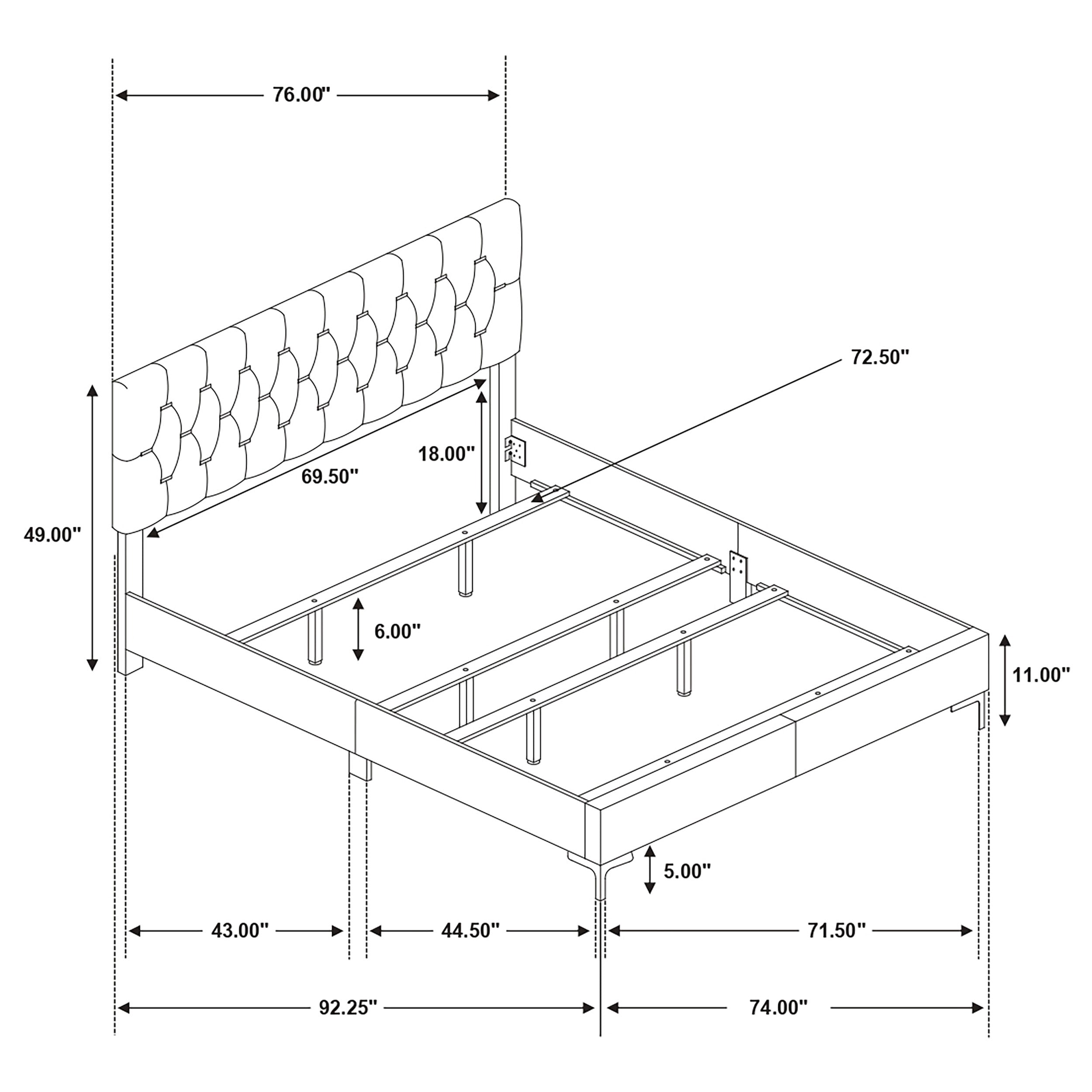 Kendall Upholstered California King Panel Bed Black — view 9