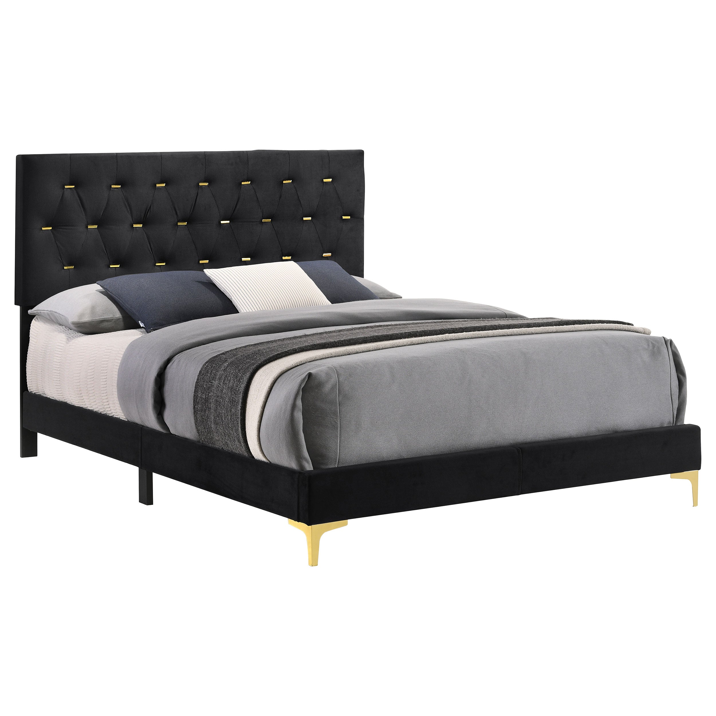 Kendall Upholstered Queen Panel Bed Black — view 3