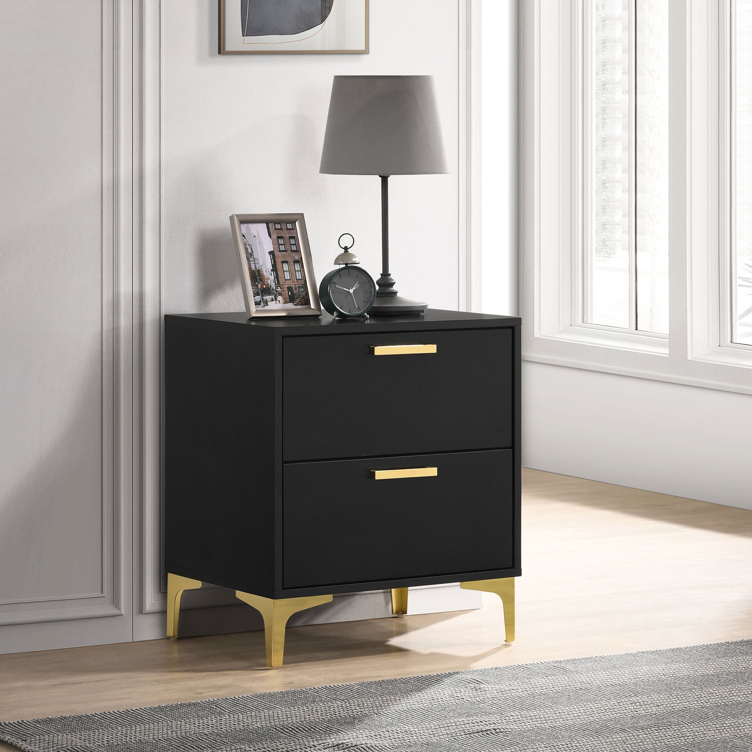 Kendall 2-drawer Nightstand Black — view 2