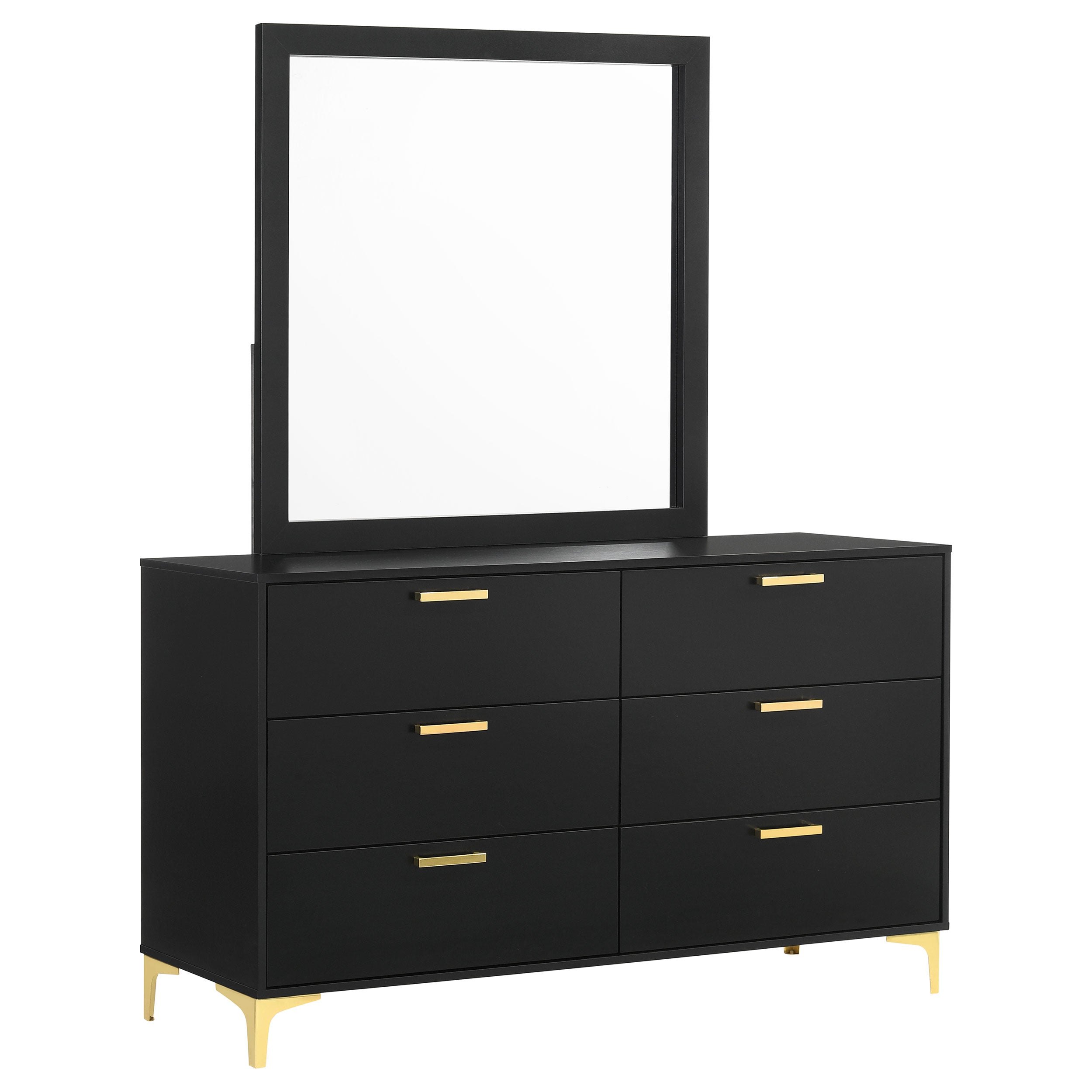 Kendall 6-drawer Dresser with Mirror Black — view 1