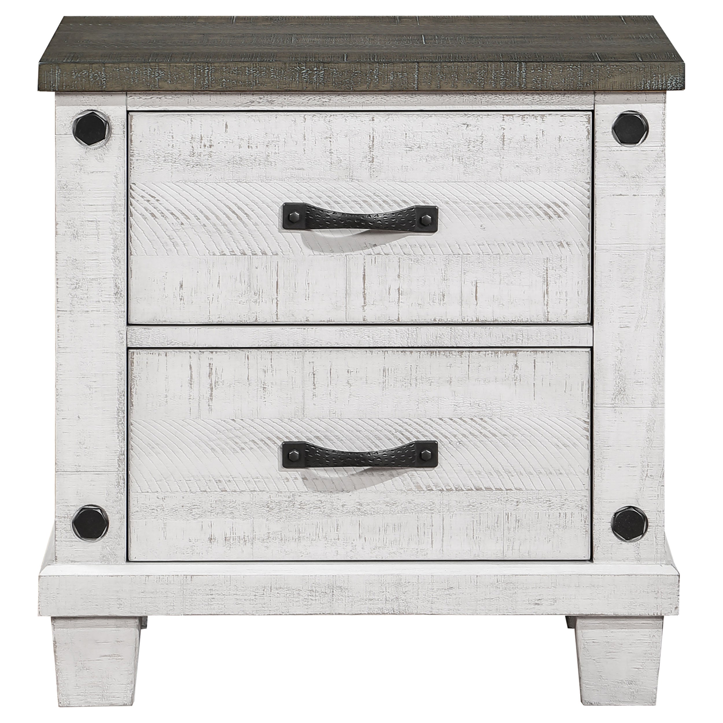 Lilith 2-drawer Nightstand Distressed White — view 3