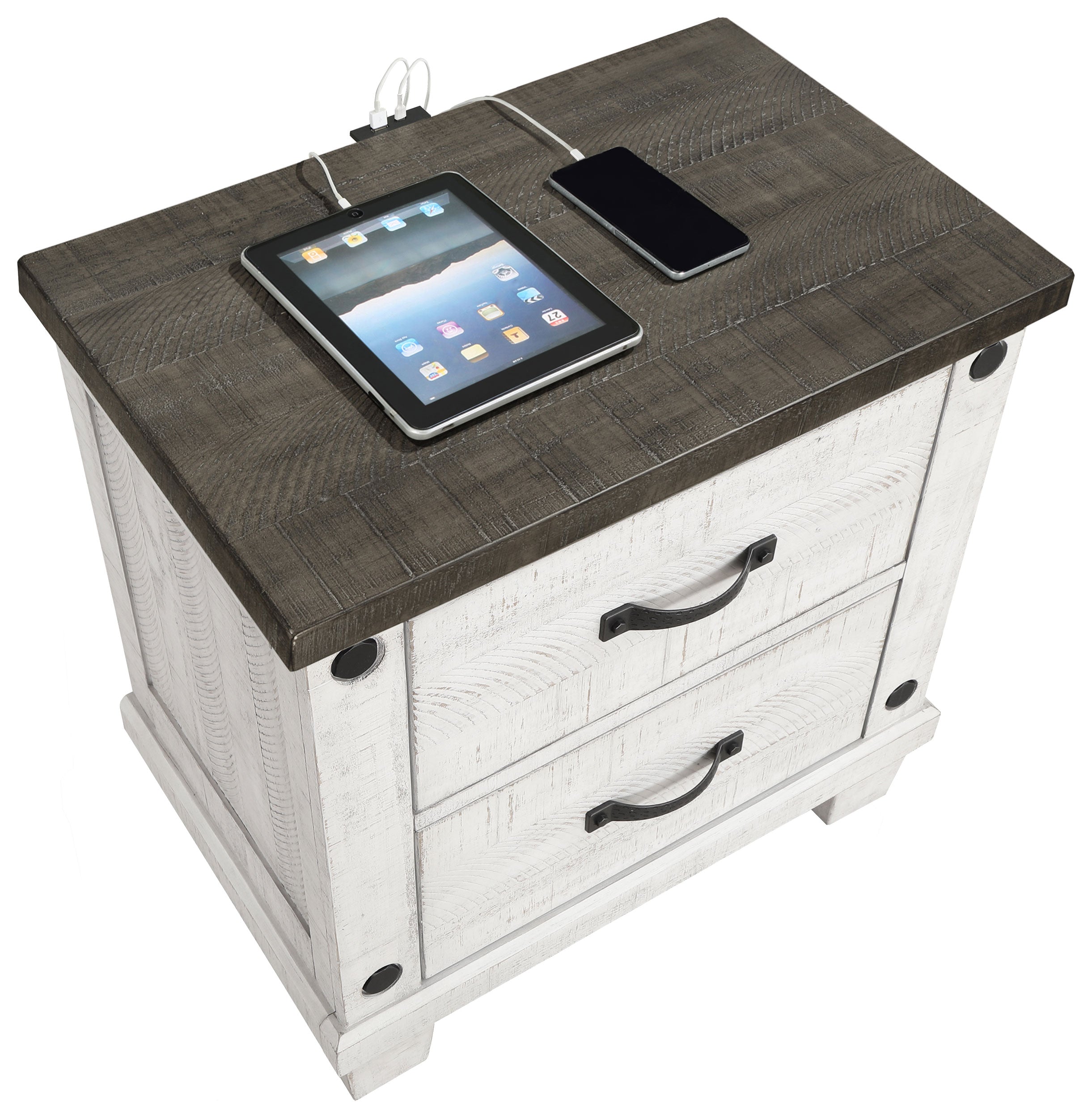 Lilith 2-drawer Nightstand Distressed White — view 11