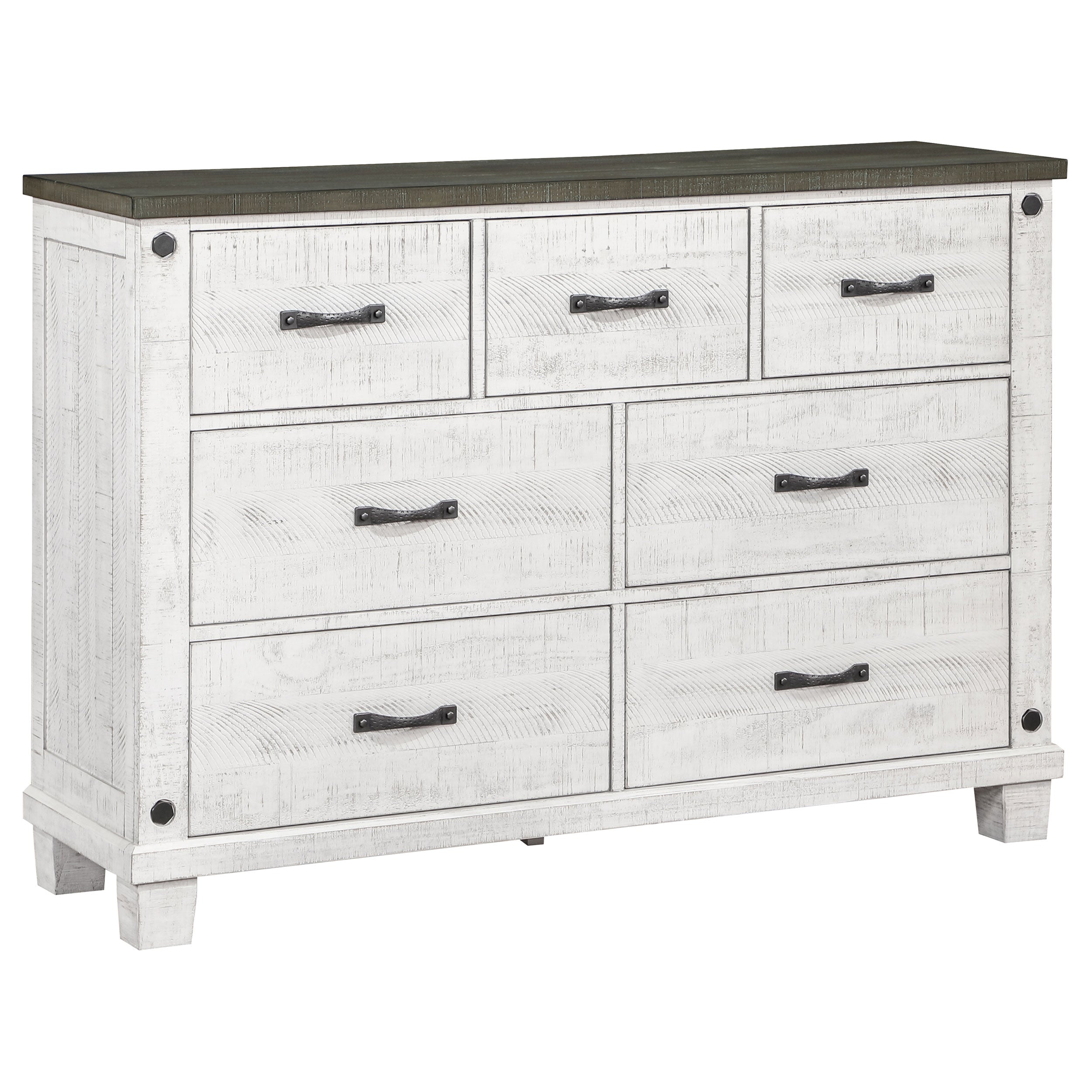 Lilith 7-drawer Dresser Distressed White — view 1