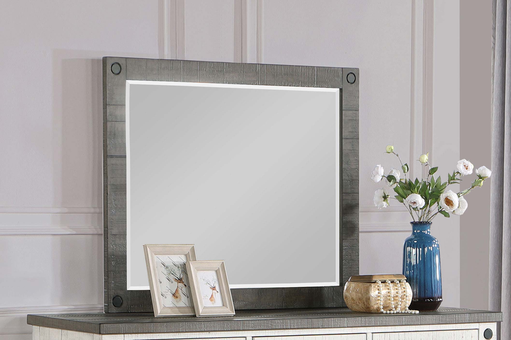 Lilith Dresser Mirror Distressed Grey — view 2