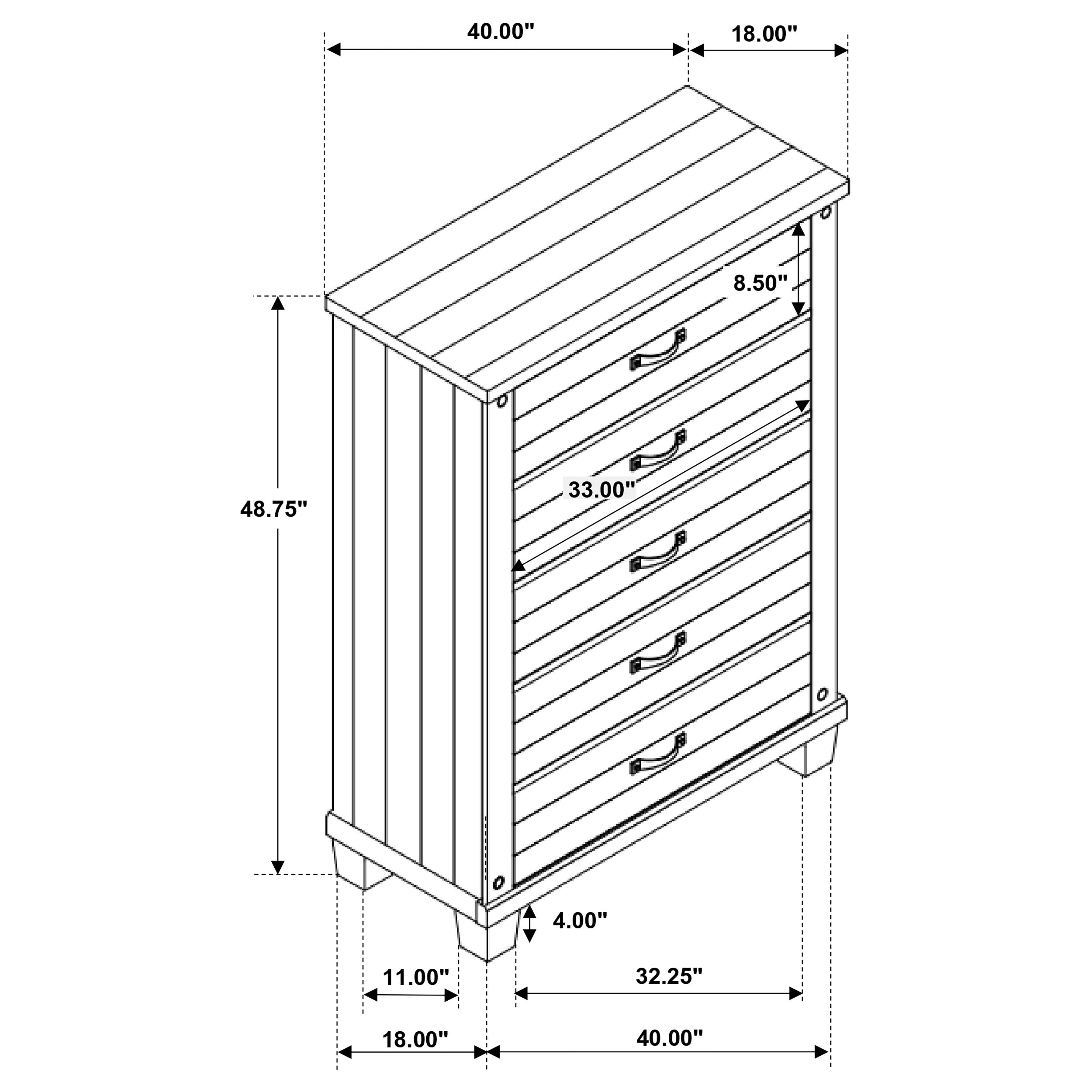 Lilith 5-drawer Bedroom Chest Distressed White — view 14