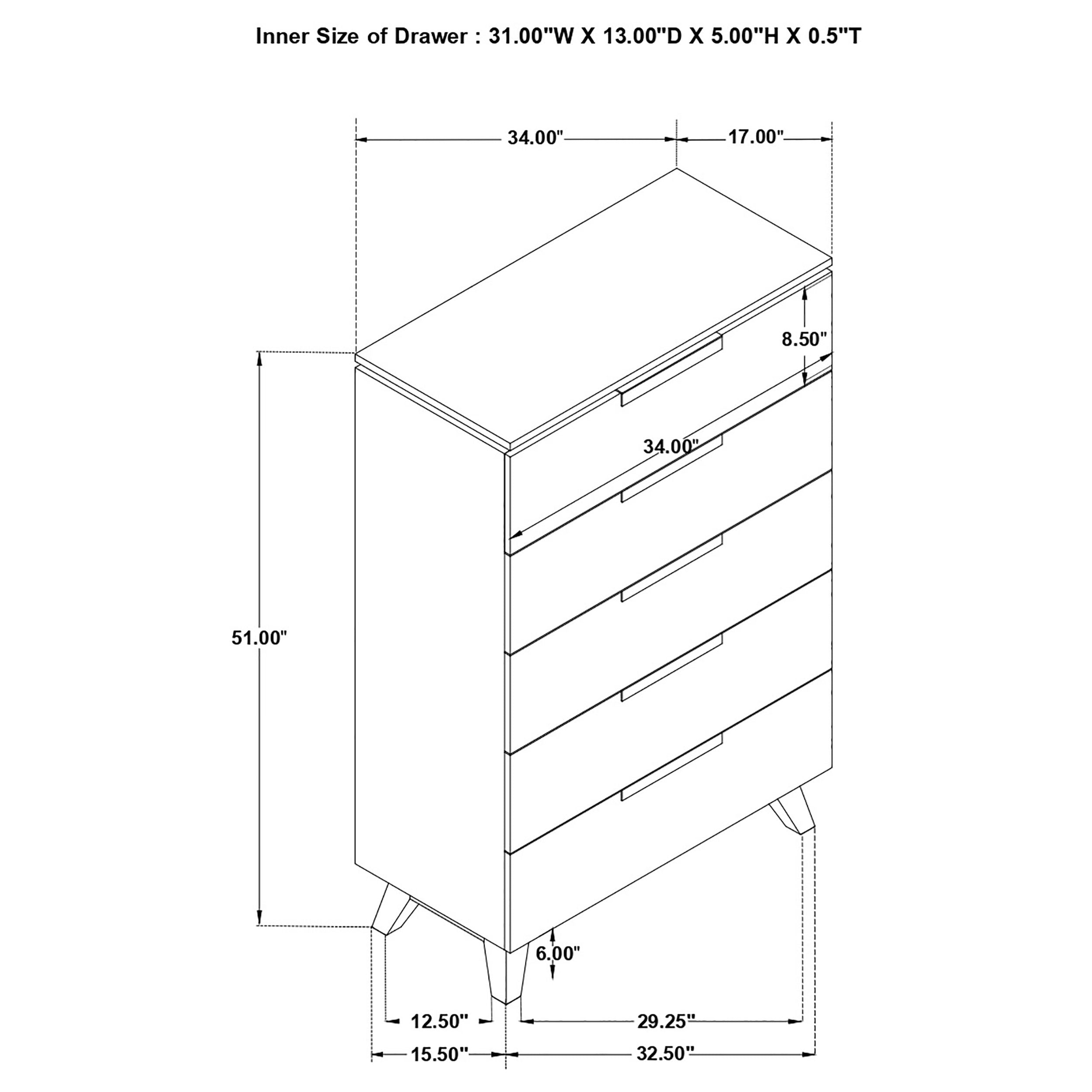 Nathan 5-drawer Bedroom Chest Grey — view 14