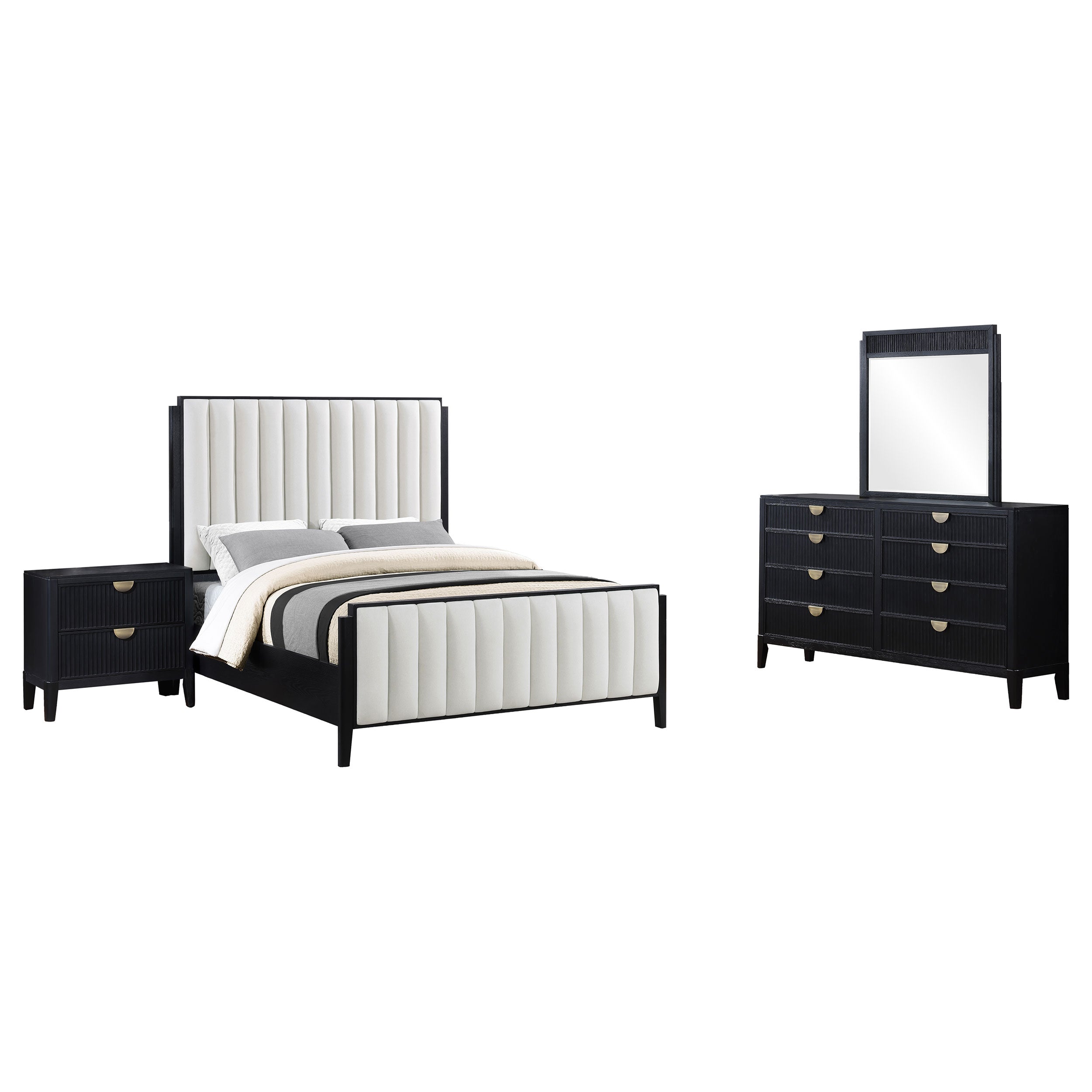 Brookmead 4-piece Upholstered Eastern King Bedroom Set Black — view 2