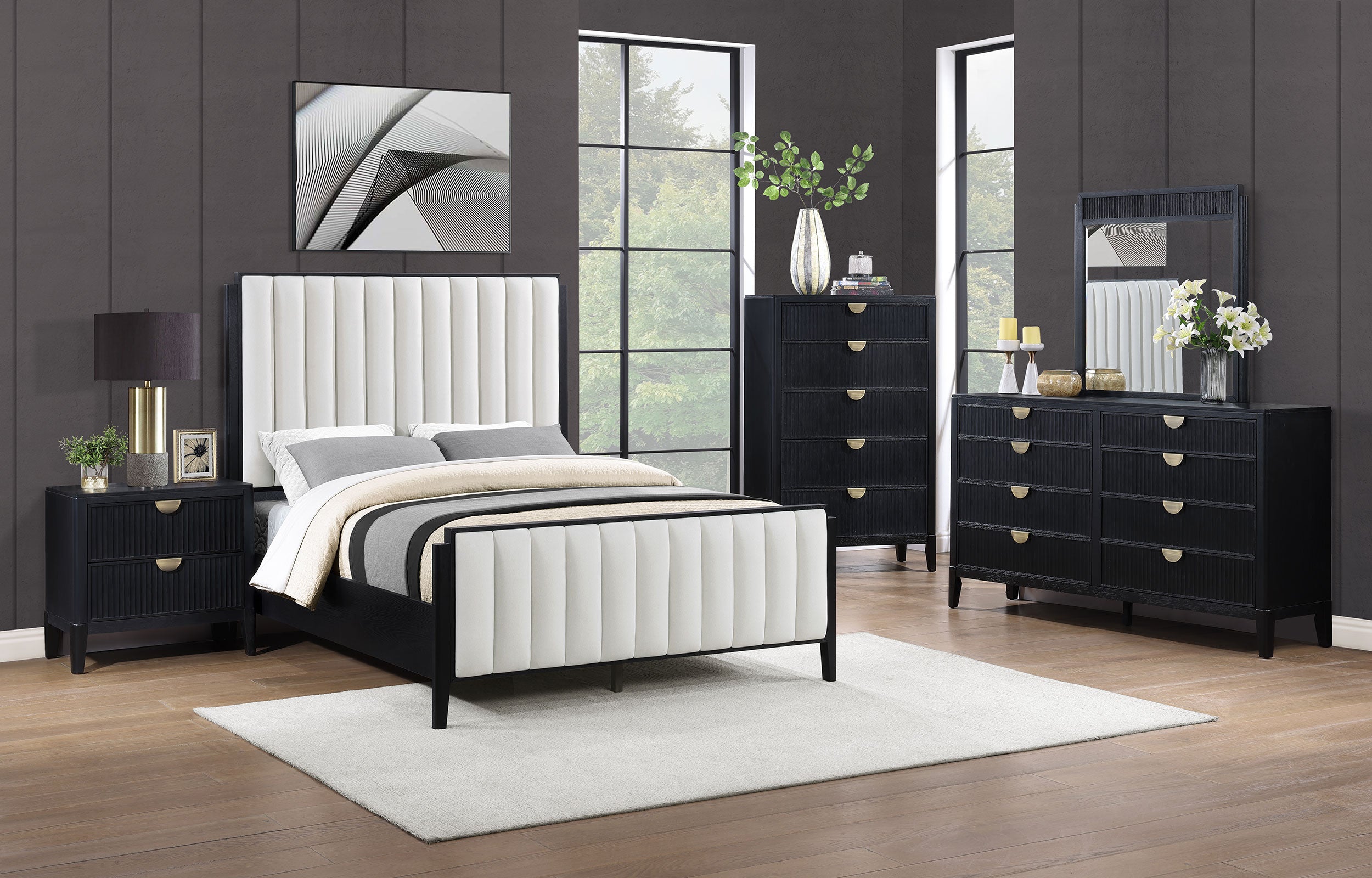 Brookmead 60-inch Upholstered California King Bed Black — view 12