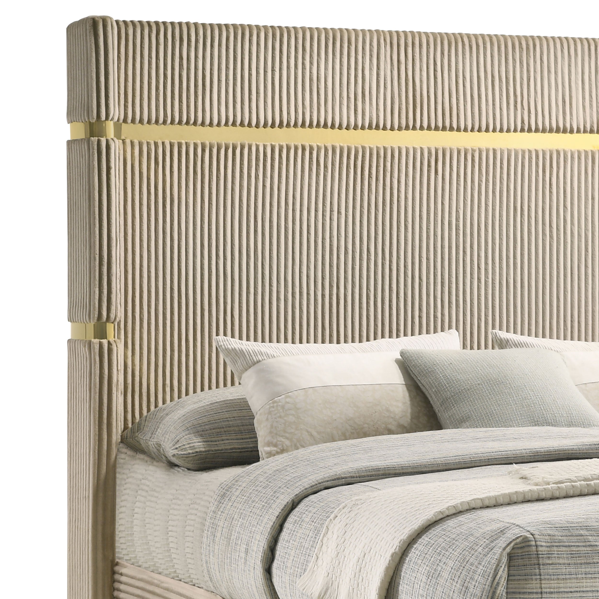 Lucia 61-inch Upholstered Eastern King Wingback Bed Beige — view 5