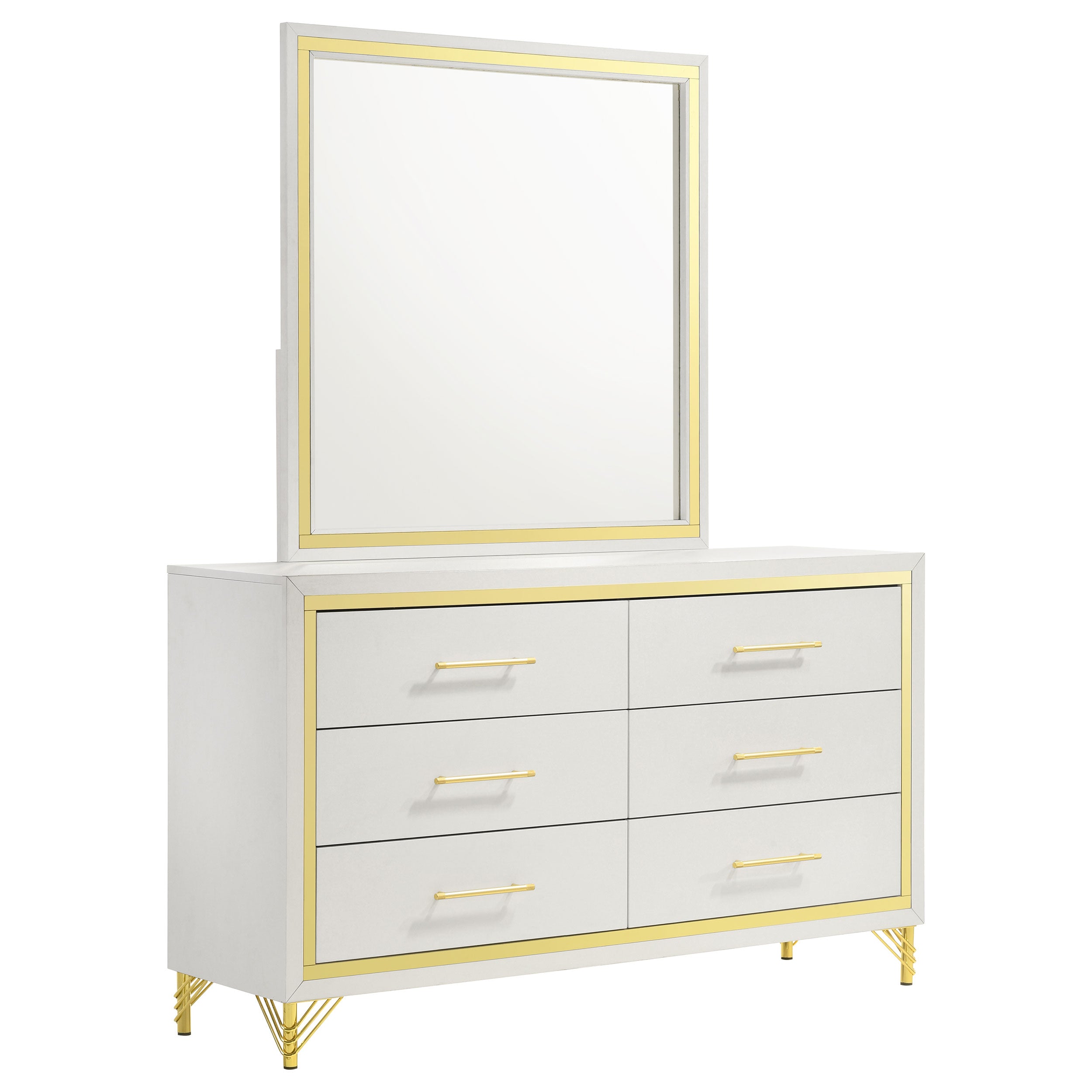 Lucia 6-drawer Dresser with Mirror White — view 1