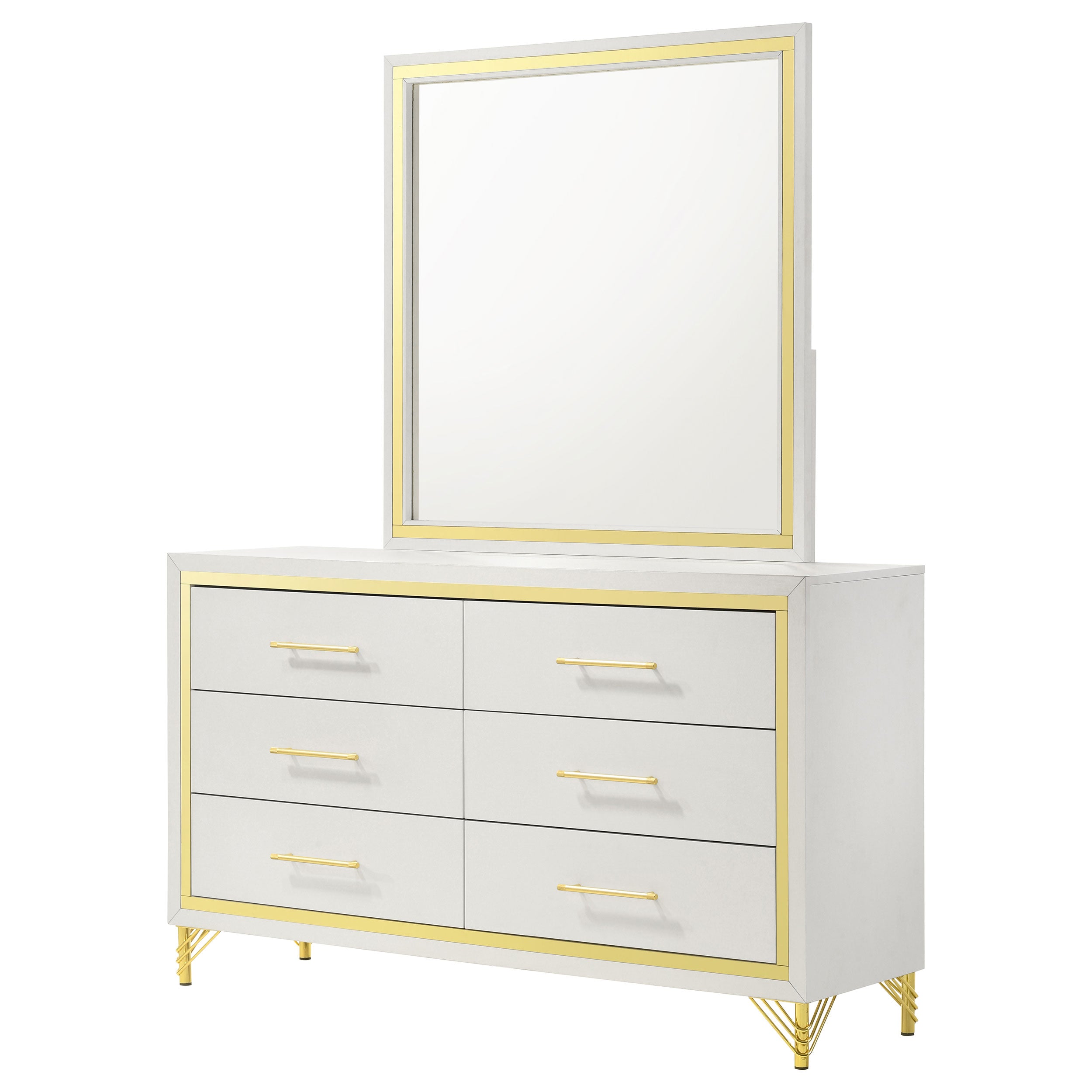 Lucia 6-drawer Dresser with Mirror White — view 4