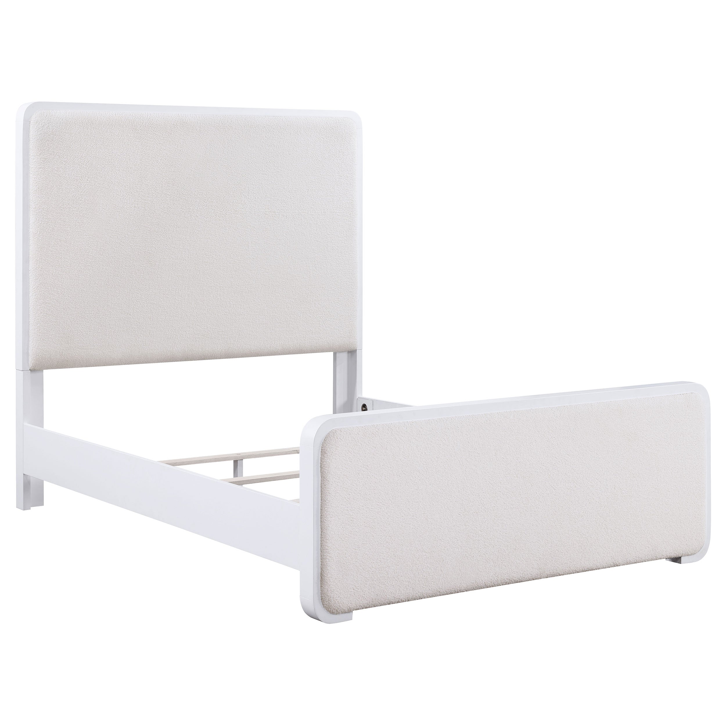 Anastasia Upholstered Eastern King Panel Bed Pearl White — view 1