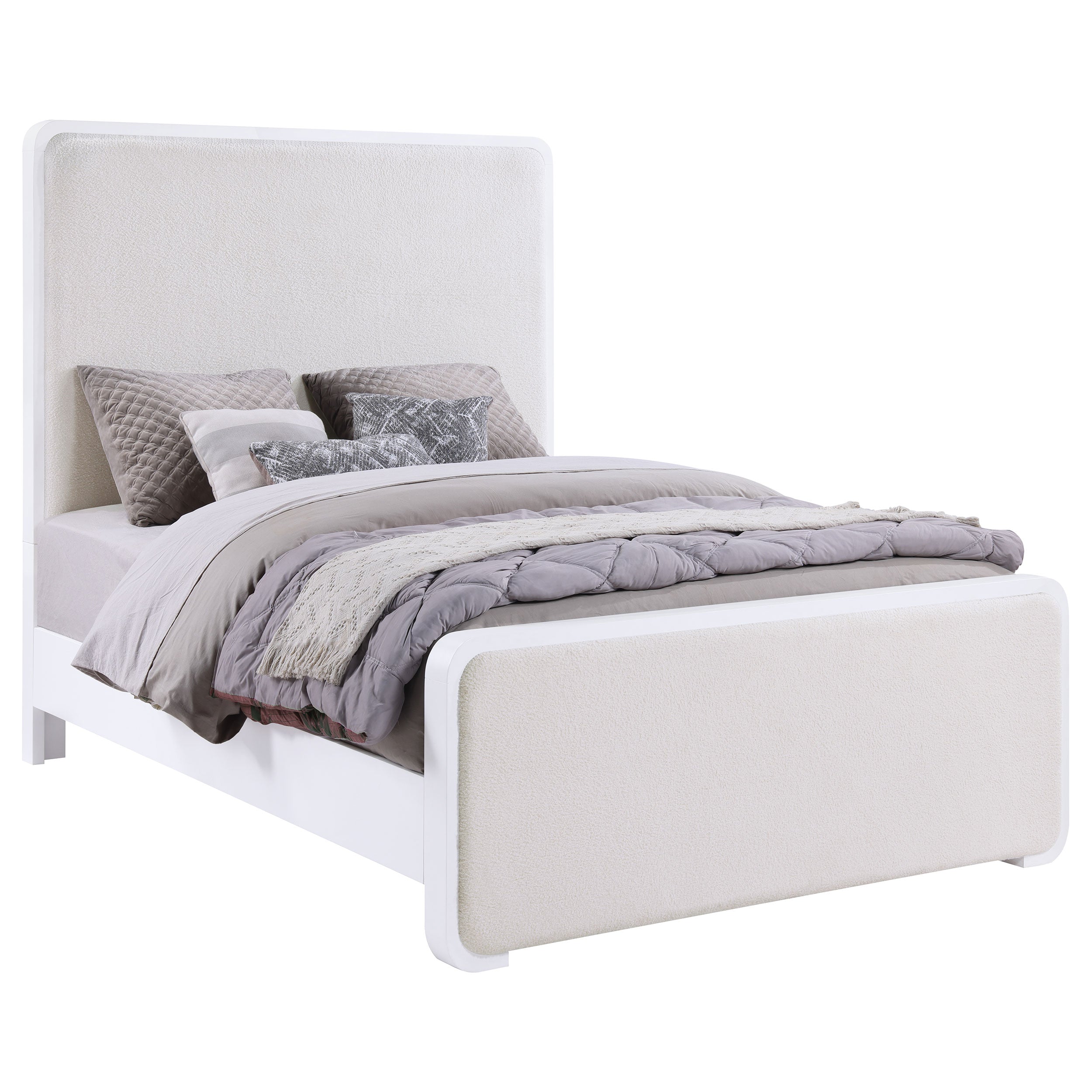 Anastasia Upholstered Queen Panel Bed Pearl White — view 3
