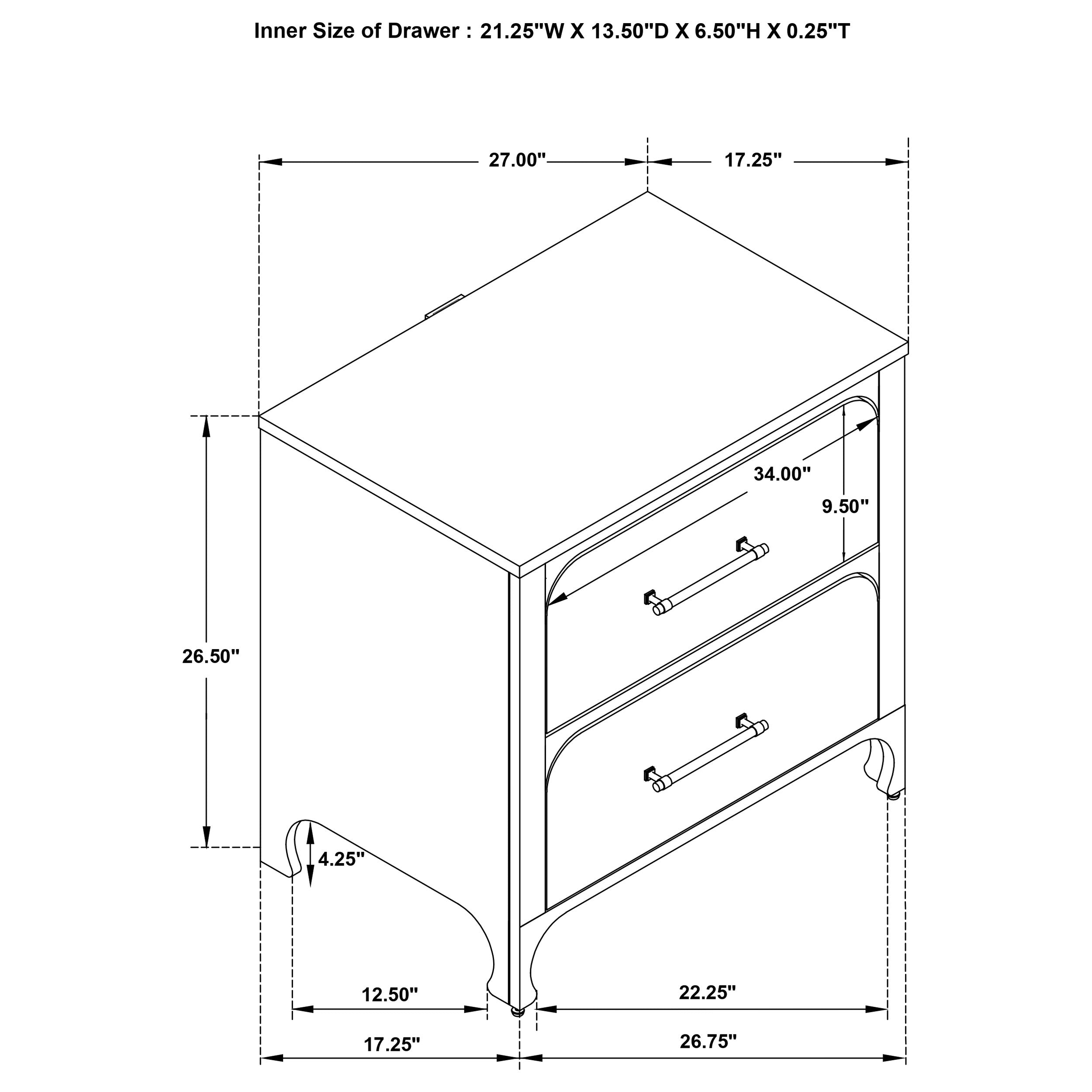 Anastasia 2-drawer Nightstand Pearl White — view 12