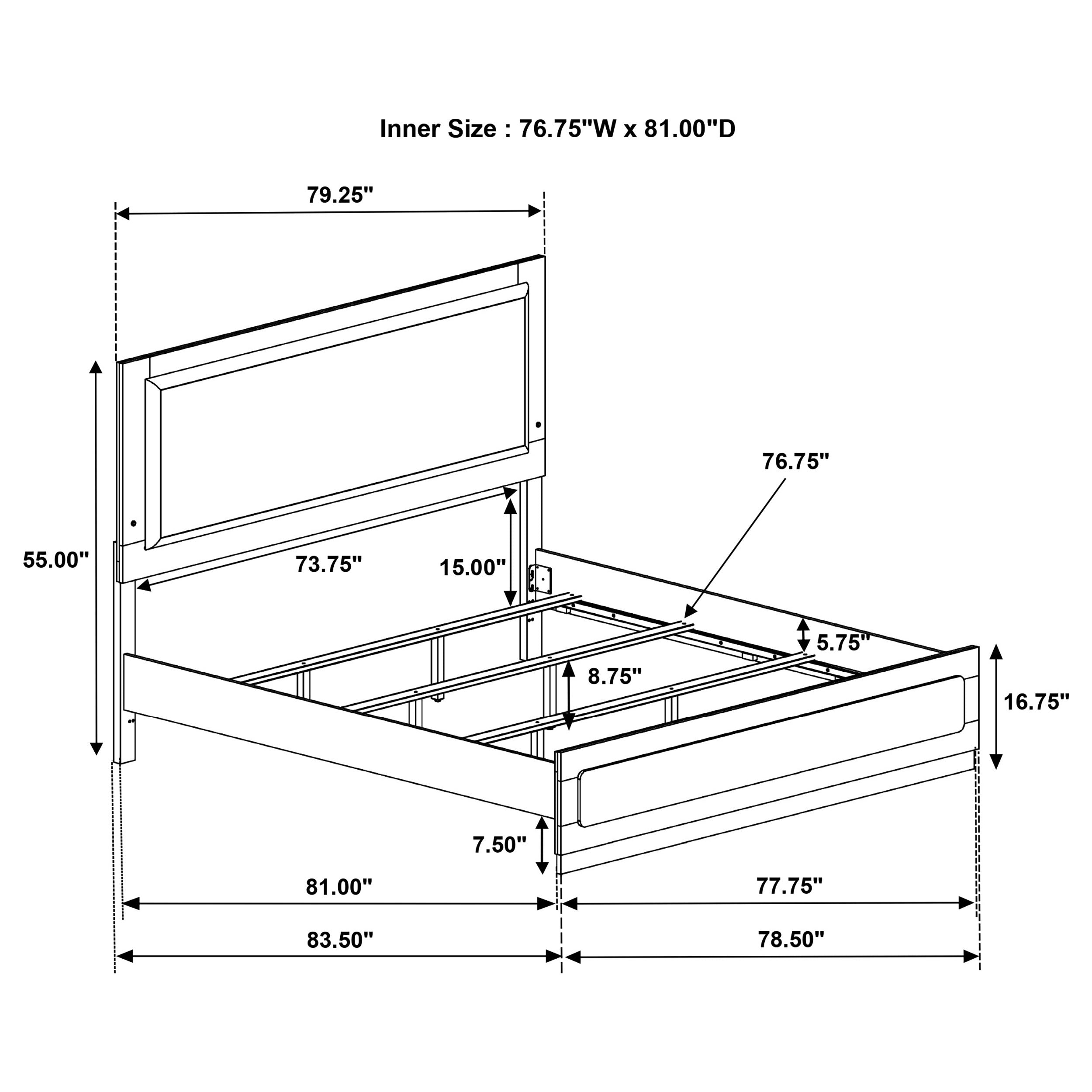 Caraway Wood Eastern King LED Panel Bed White — view 7