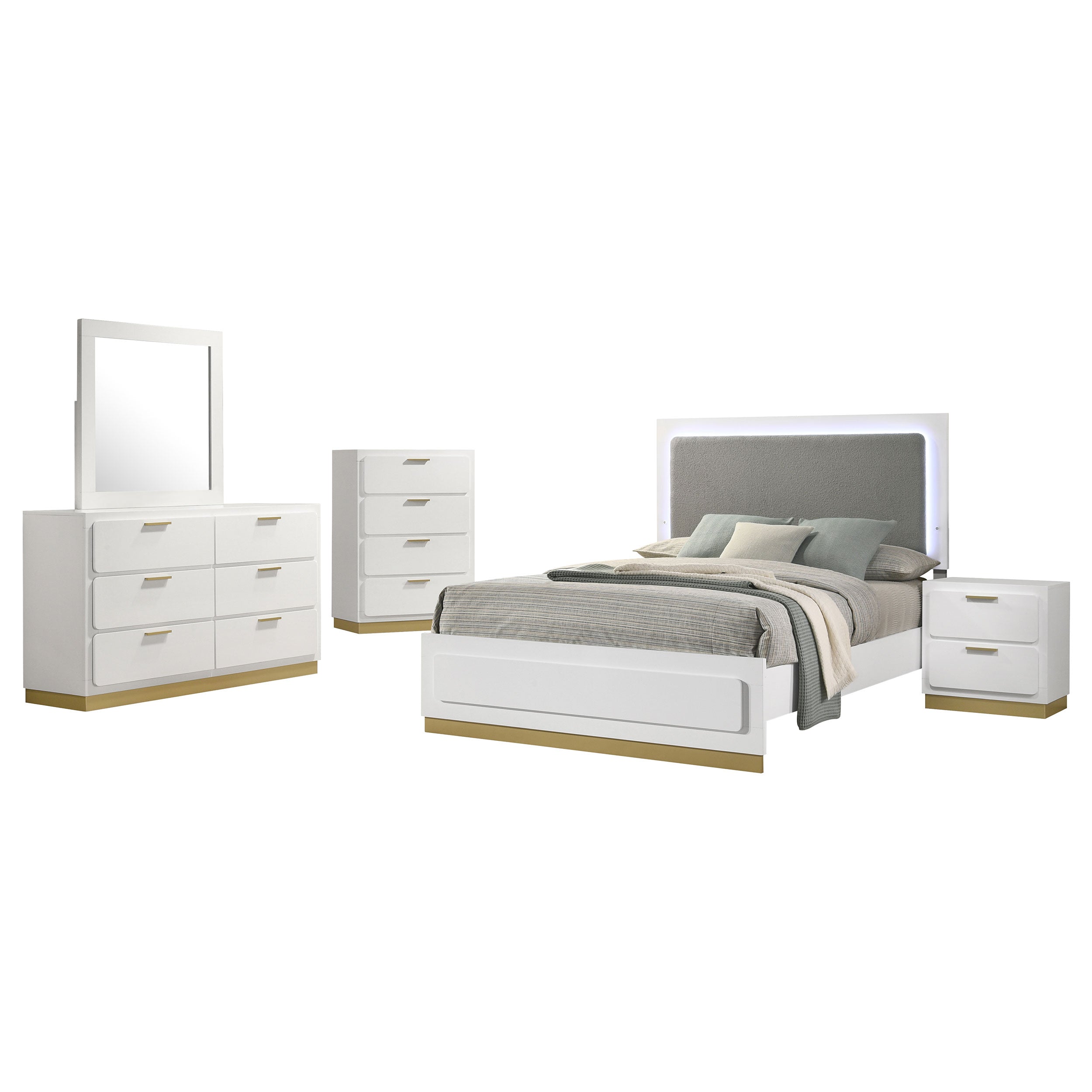 Caraway 5-piece California King Bedroom Set White — view 2