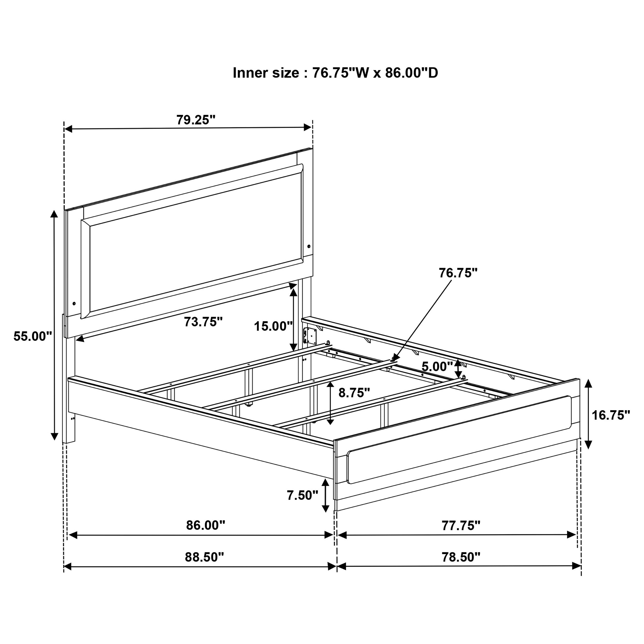 Caraway Wood California King LED Panel Bed White — view 7
