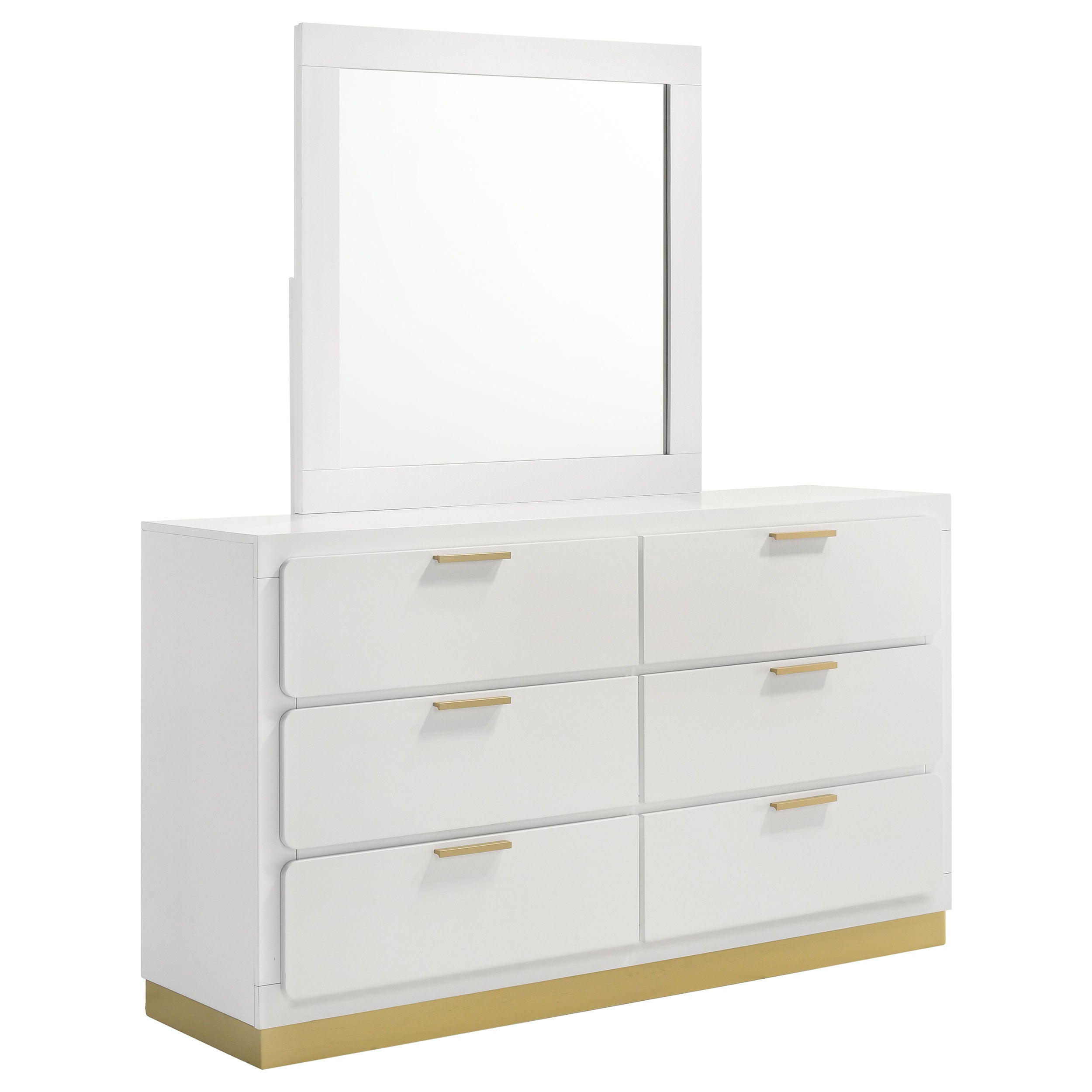 Caraway 6-drawer Dresser with Mirror White — view 1