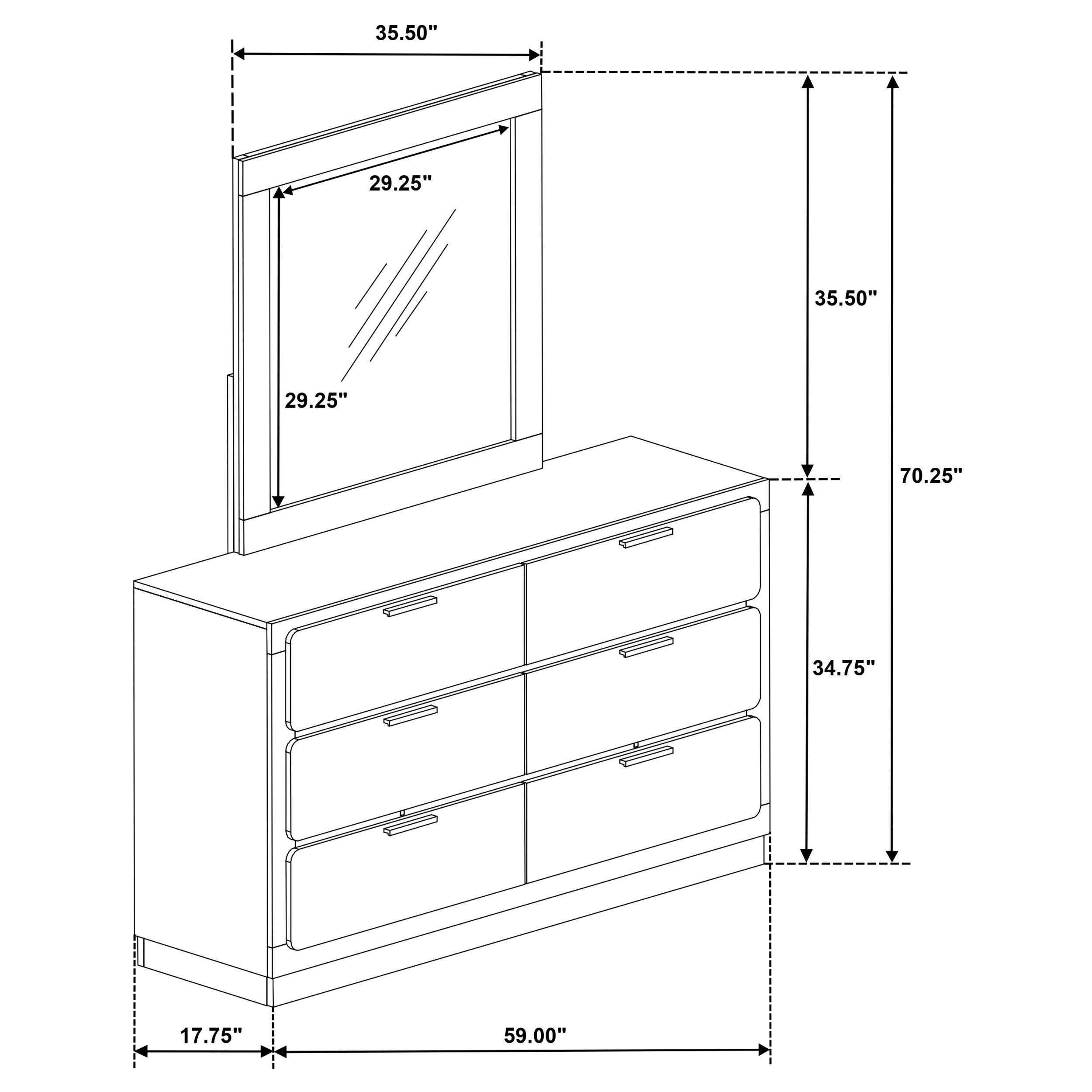 Caraway 6-drawer Dresser with Mirror White — view 12