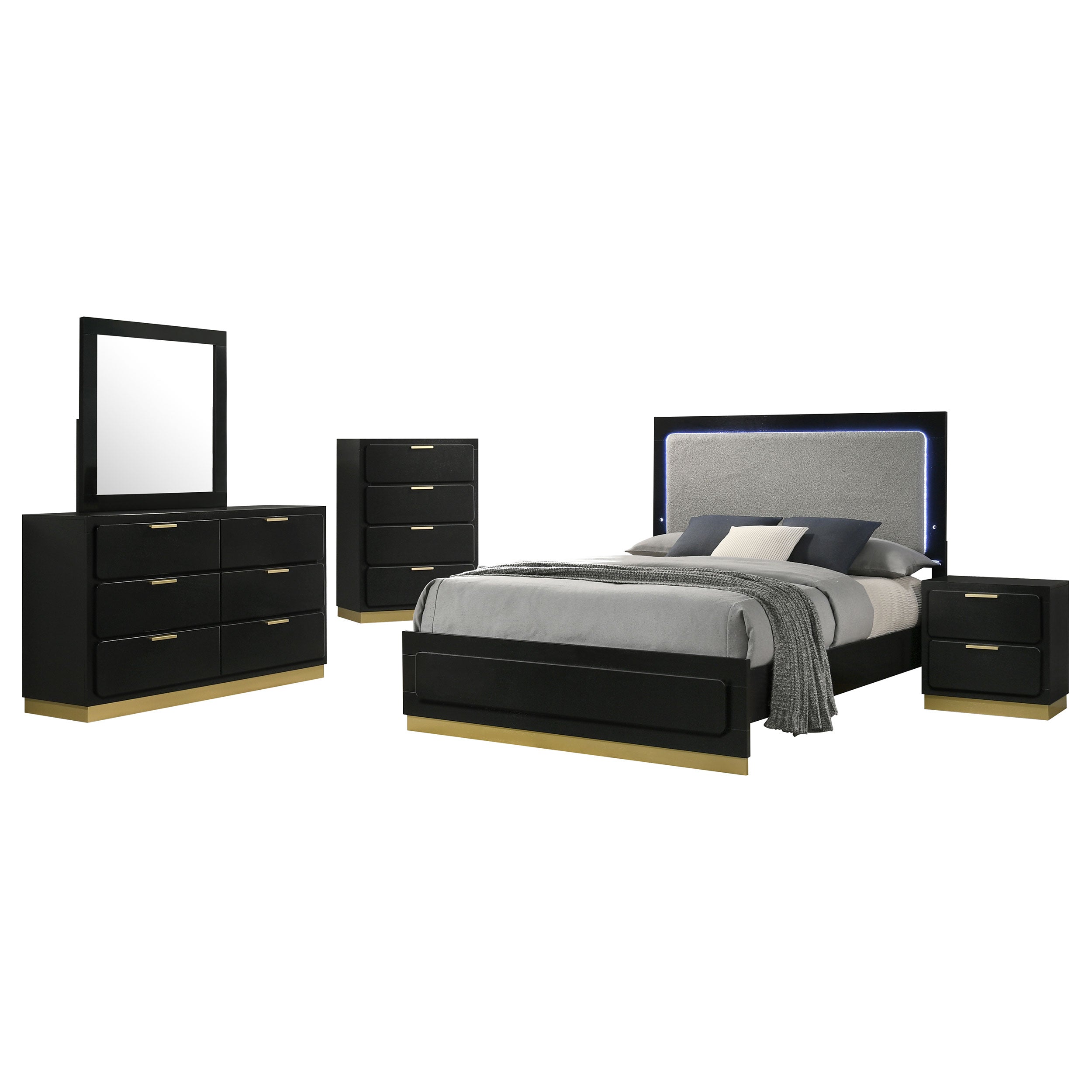 Caraway 5-piece California King Bedroom Set Black — view 2