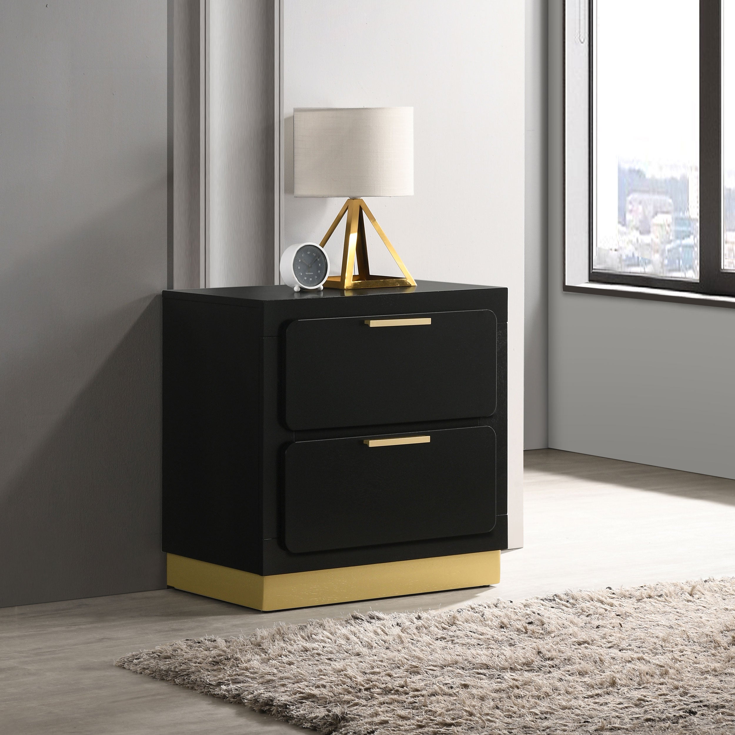 Caraway 2-drawer Nightstand Black — view 2
