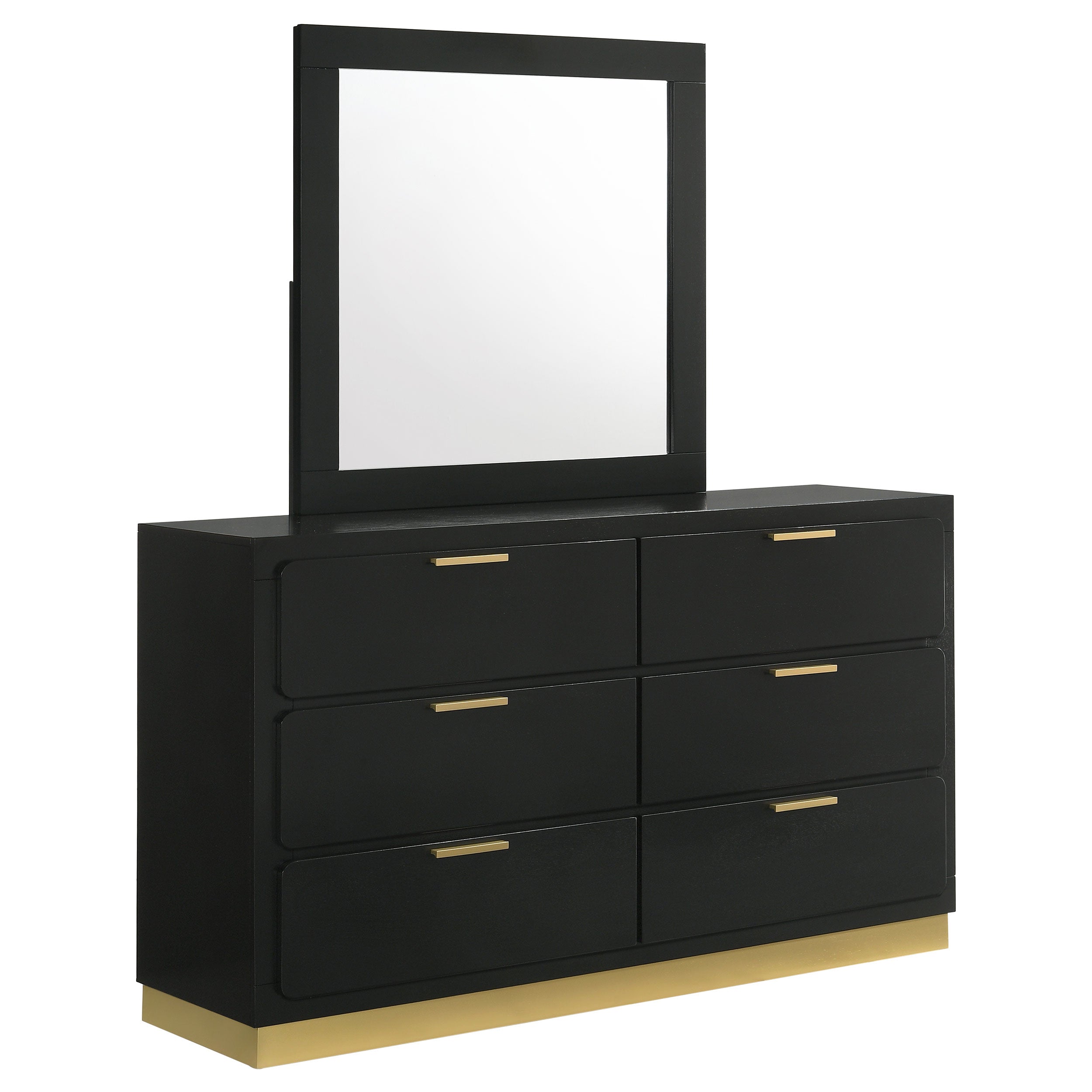Caraway 6-drawer Dresser with Mirror Black — view 1