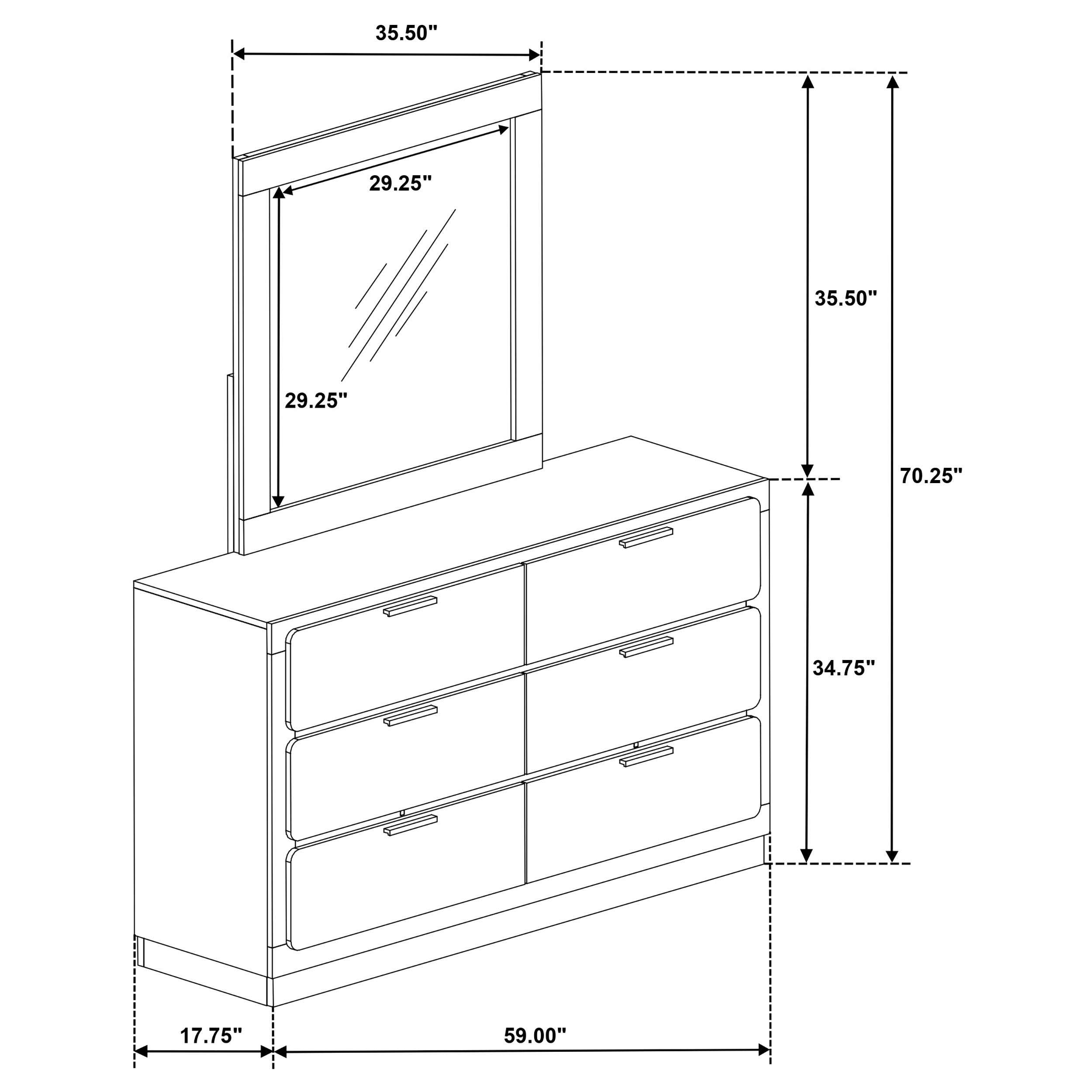 Caraway 6-drawer Dresser with Mirror Black — view 12