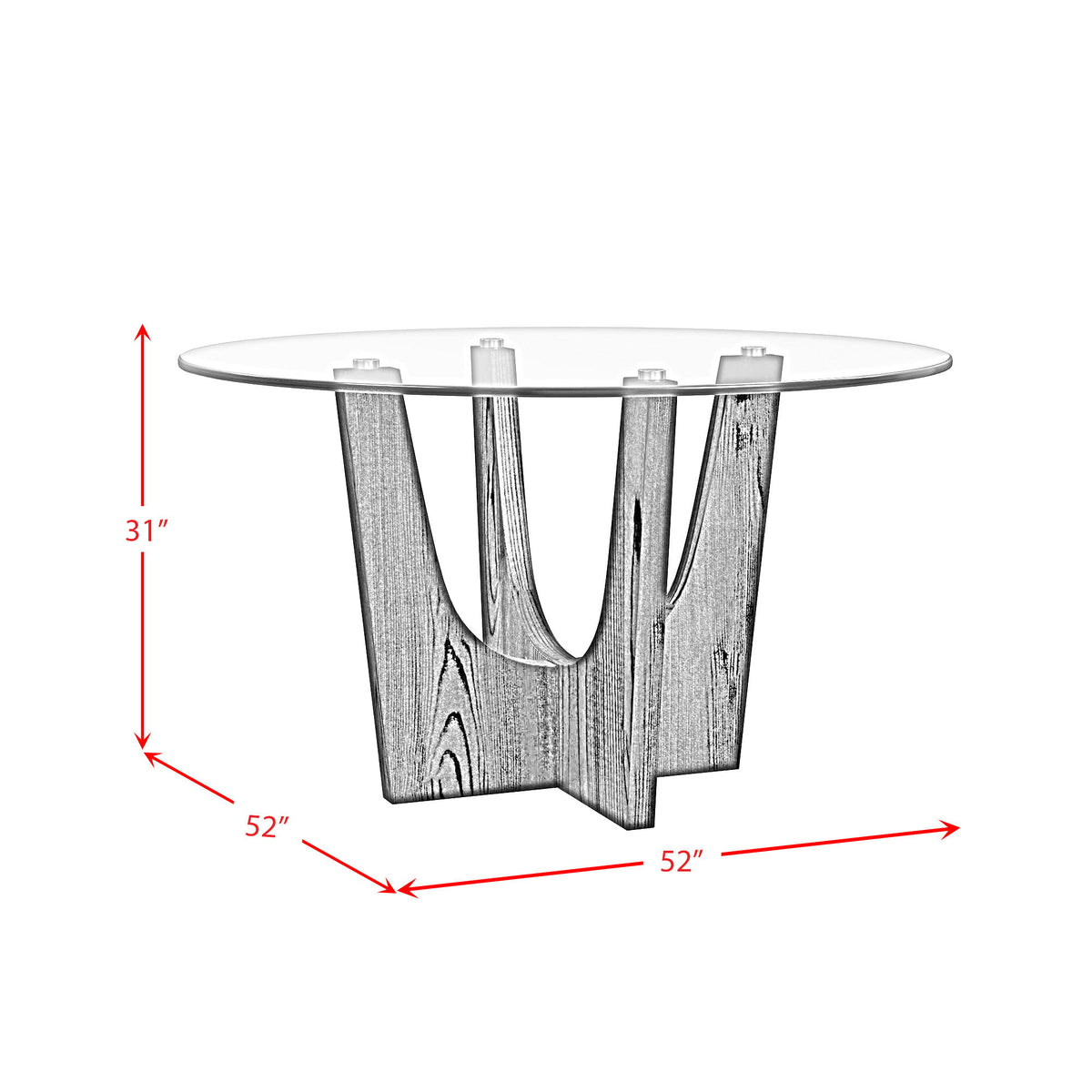 Oregon Round Table With Glass Top in Black by Elements International, view 3