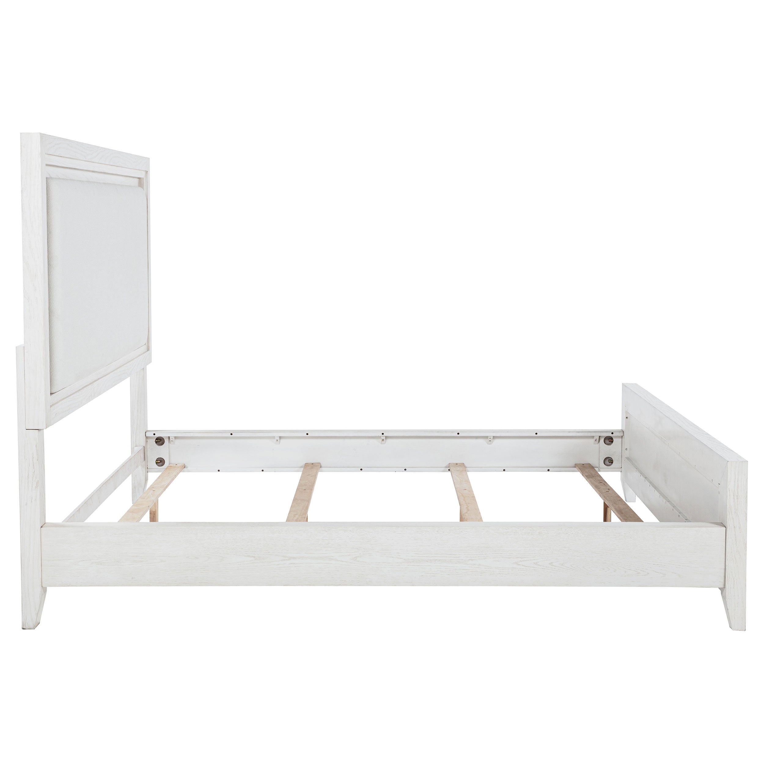 Marielle California King Panel Upholstered Bed Distressed White — view 6