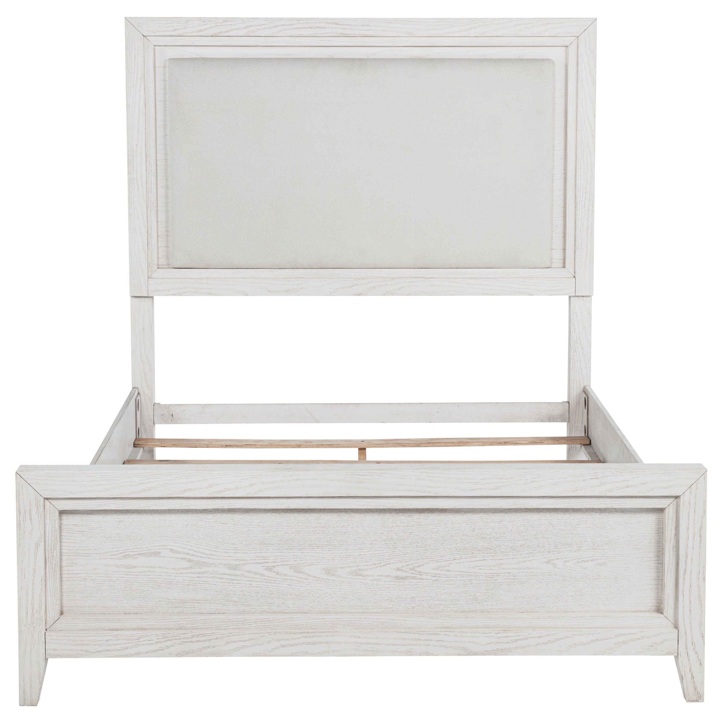 Marielle Queen Upholstered Panel Bed Distressed White — view 4