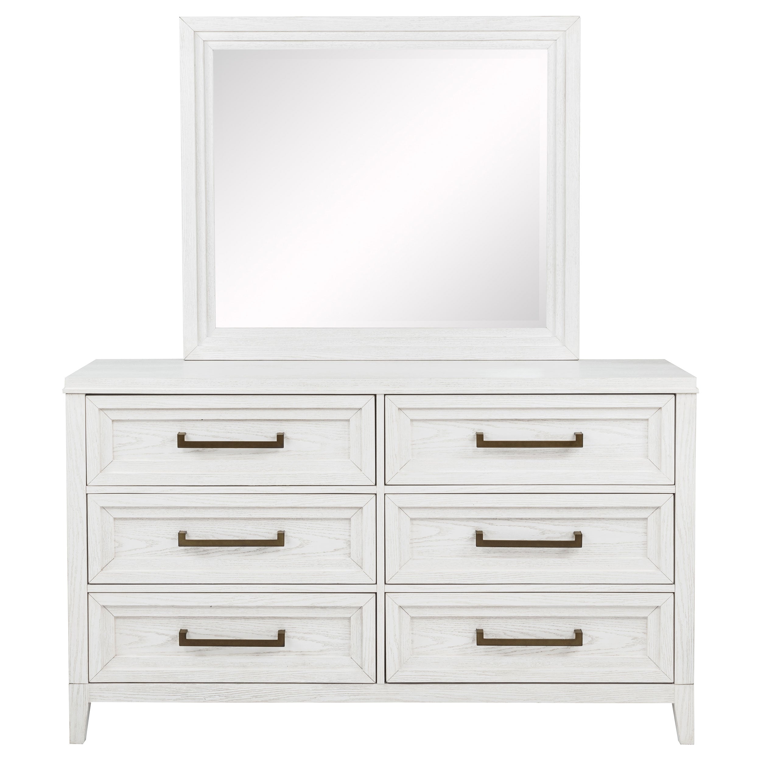 Marielle 6-drawer Dresser with Mirror Distressed White — view 3