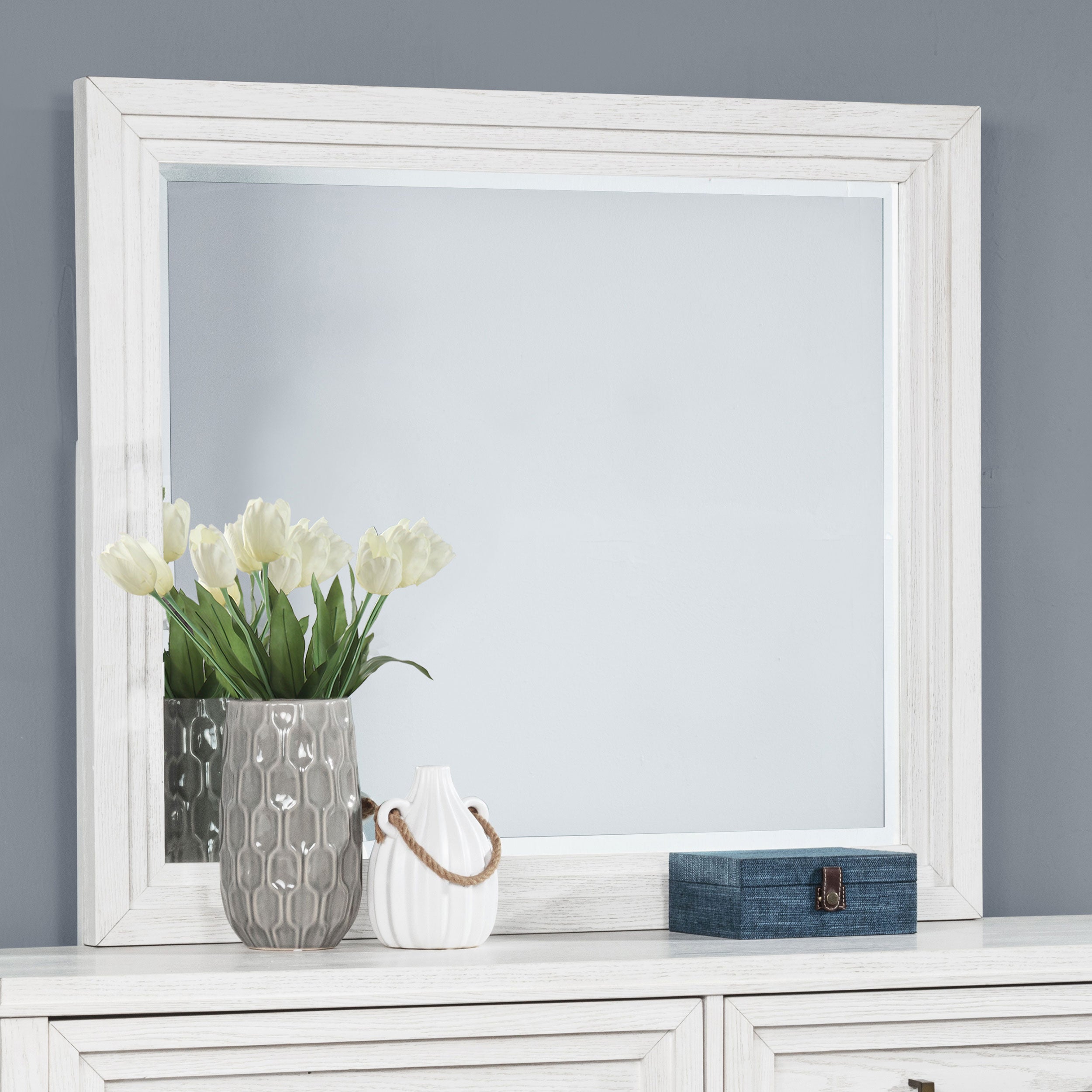 Marielle Dresser Mirror Distressed White — view 2