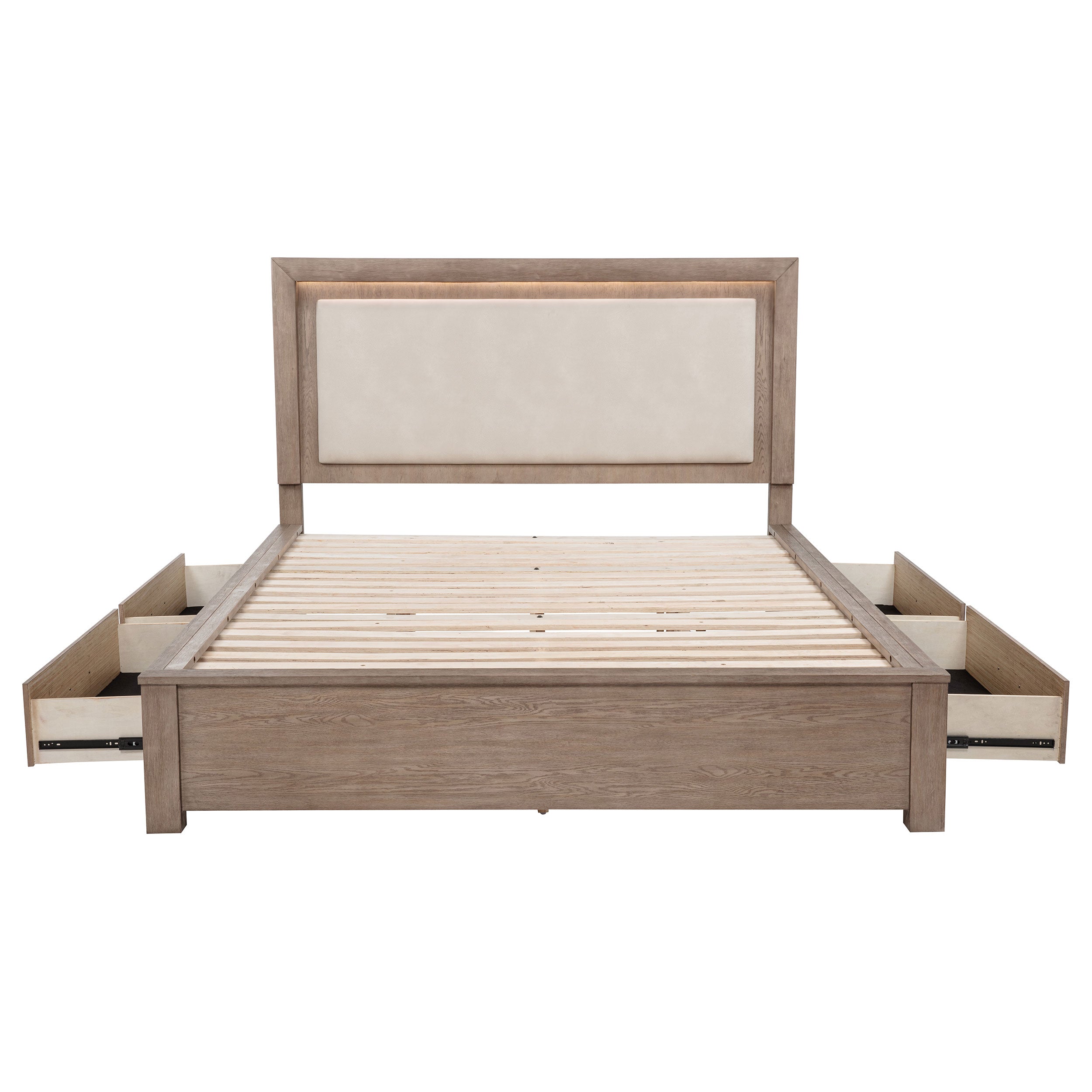 Kenora 56-inch Eastern King LED Storage Bed Barley Brown — view 7