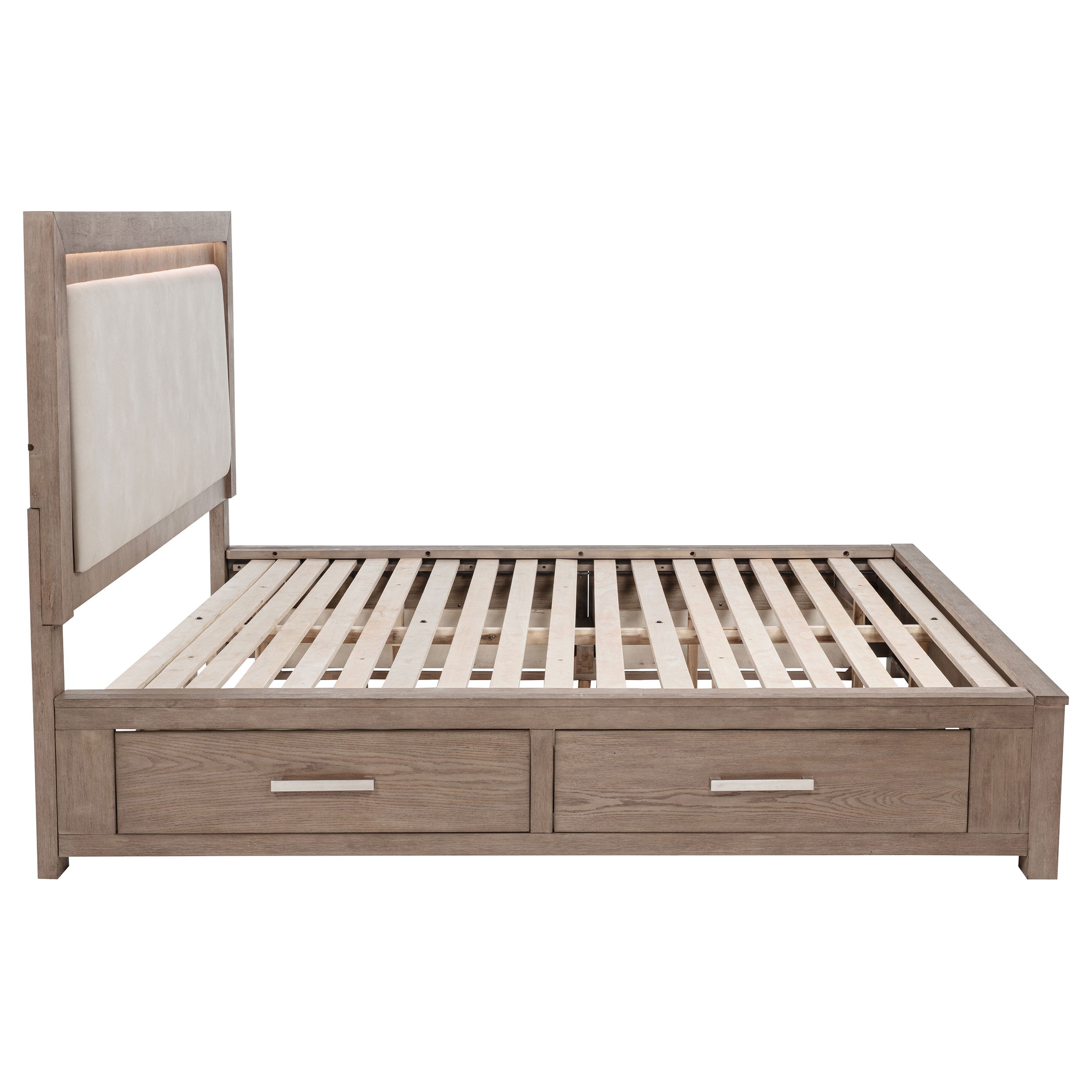 Kenora 56-inch Eastern King LED Storage Bed Barley Brown — view 9
