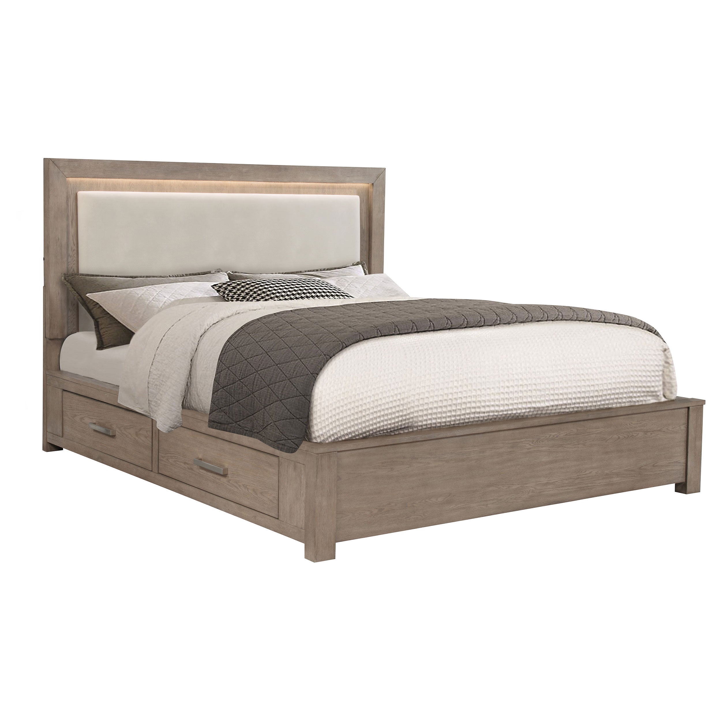 Kenora 56-inch California King LED Storage Bed Barley Brown — view 5