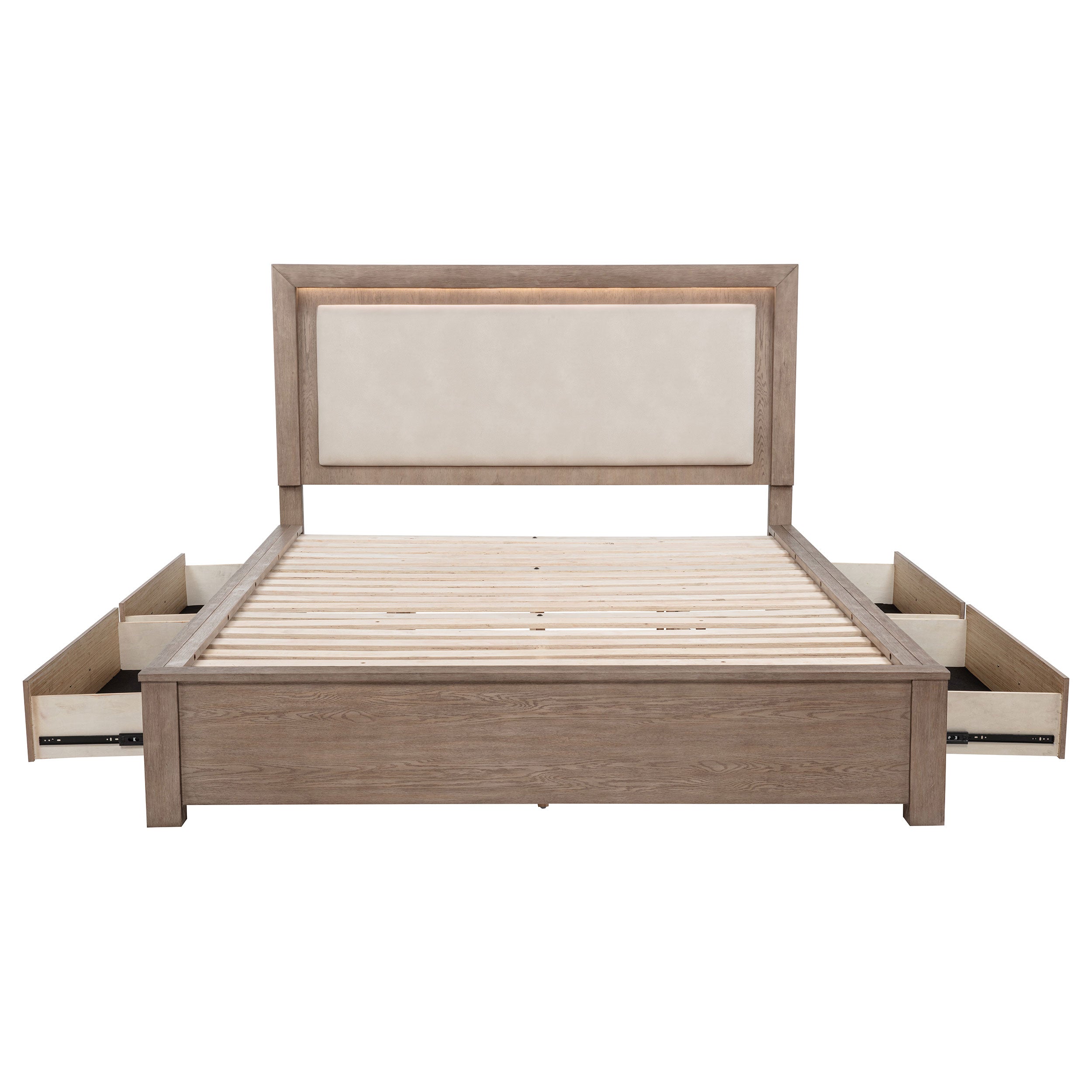 Kenora 56-inch California King LED Storage Bed Barley Brown — view 7