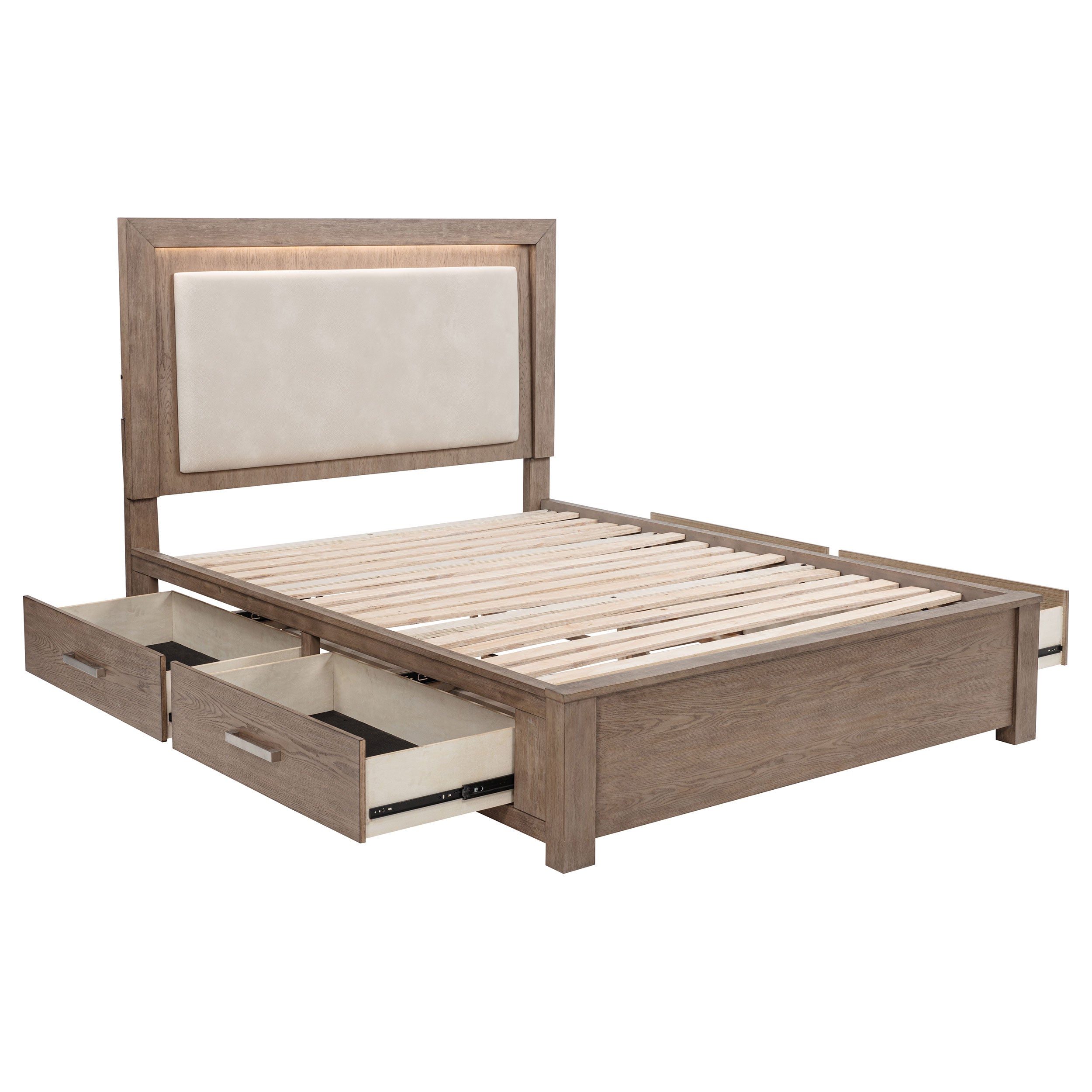 Kenora 56-inch Queen LED Storage Bed Barley Brown — view 1
