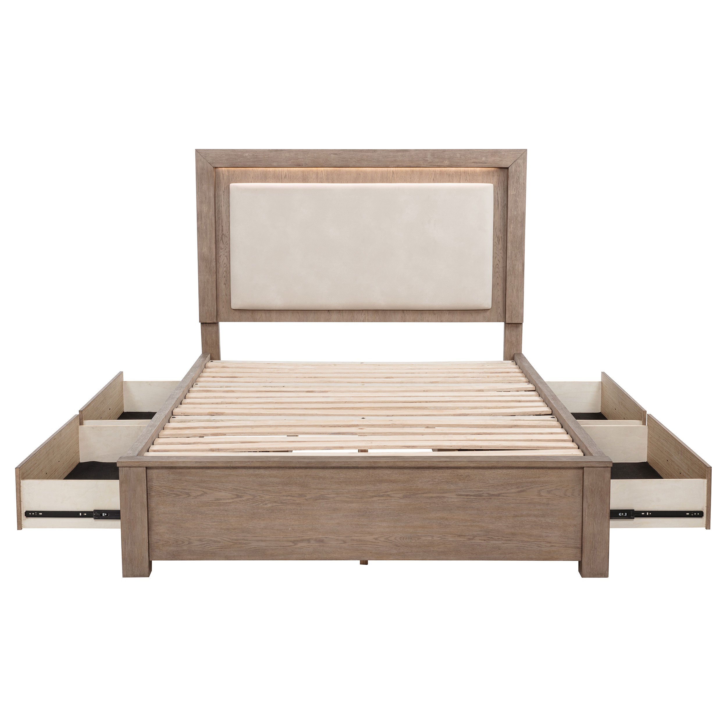 Kenora 56-inch Queen LED Storage Bed Barley Brown — view 7