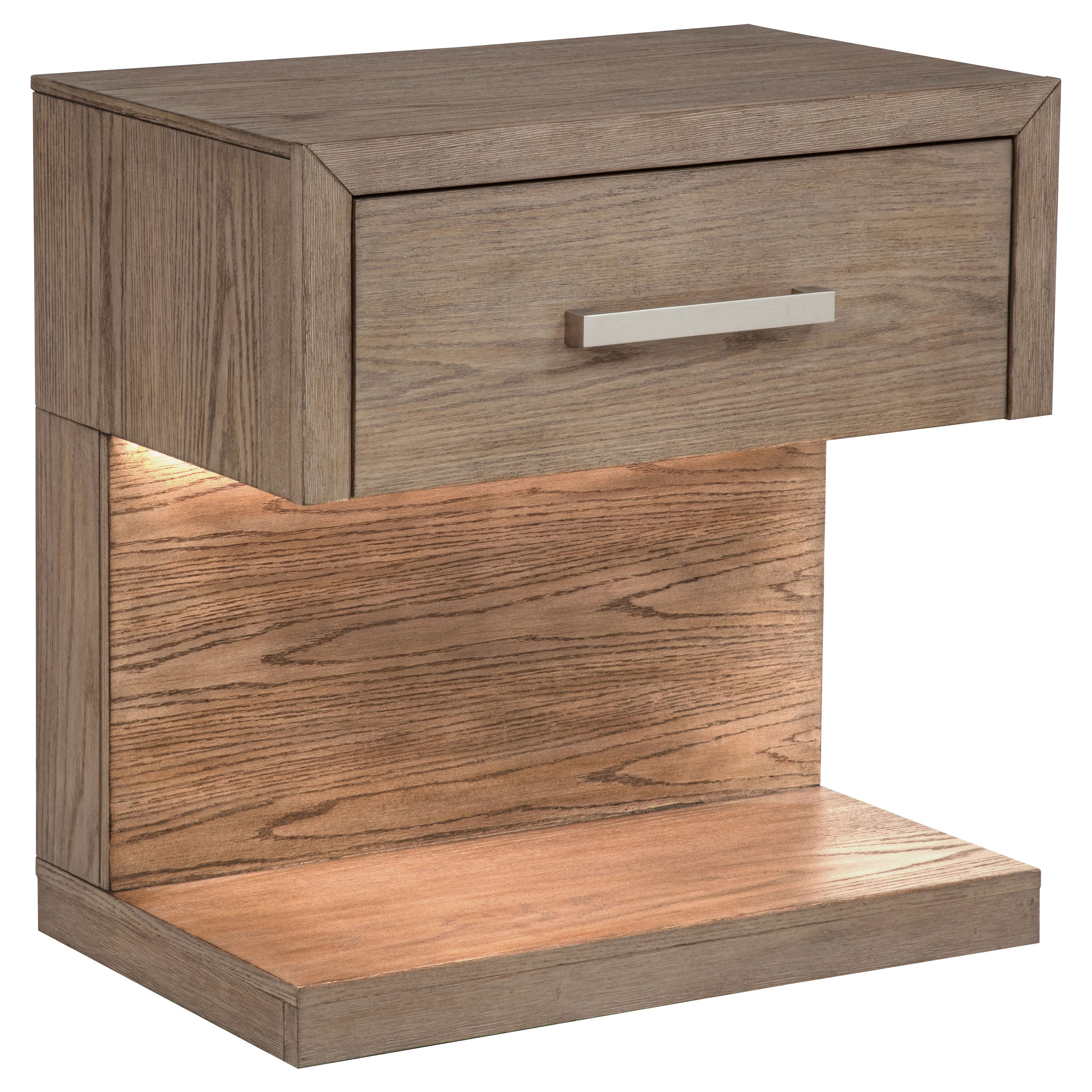 Kenora 1-drawer Nightstand Bedside Table Barley Brown — view 1