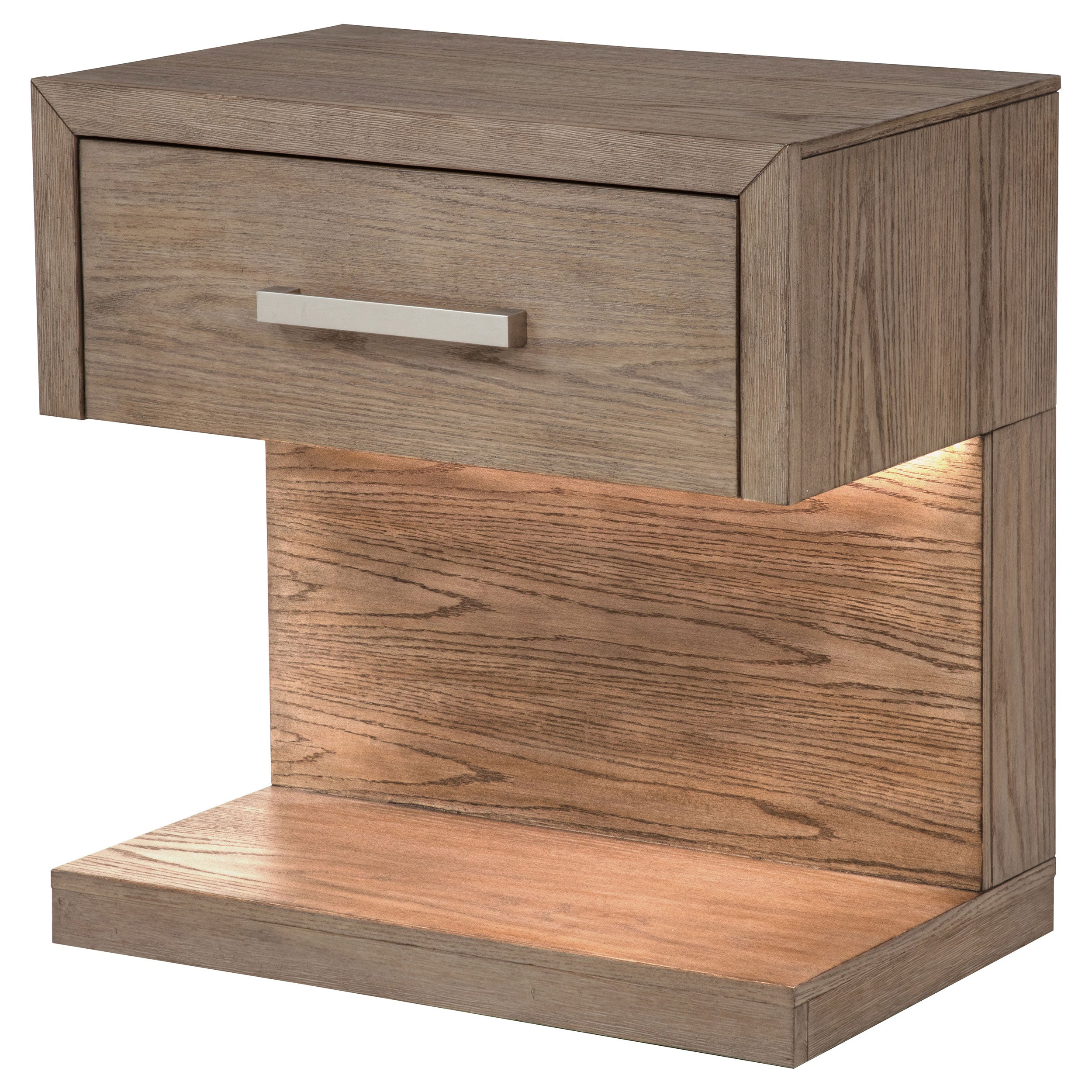 Kenora 1-drawer Nightstand Bedside Table Barley Brown — view 4
