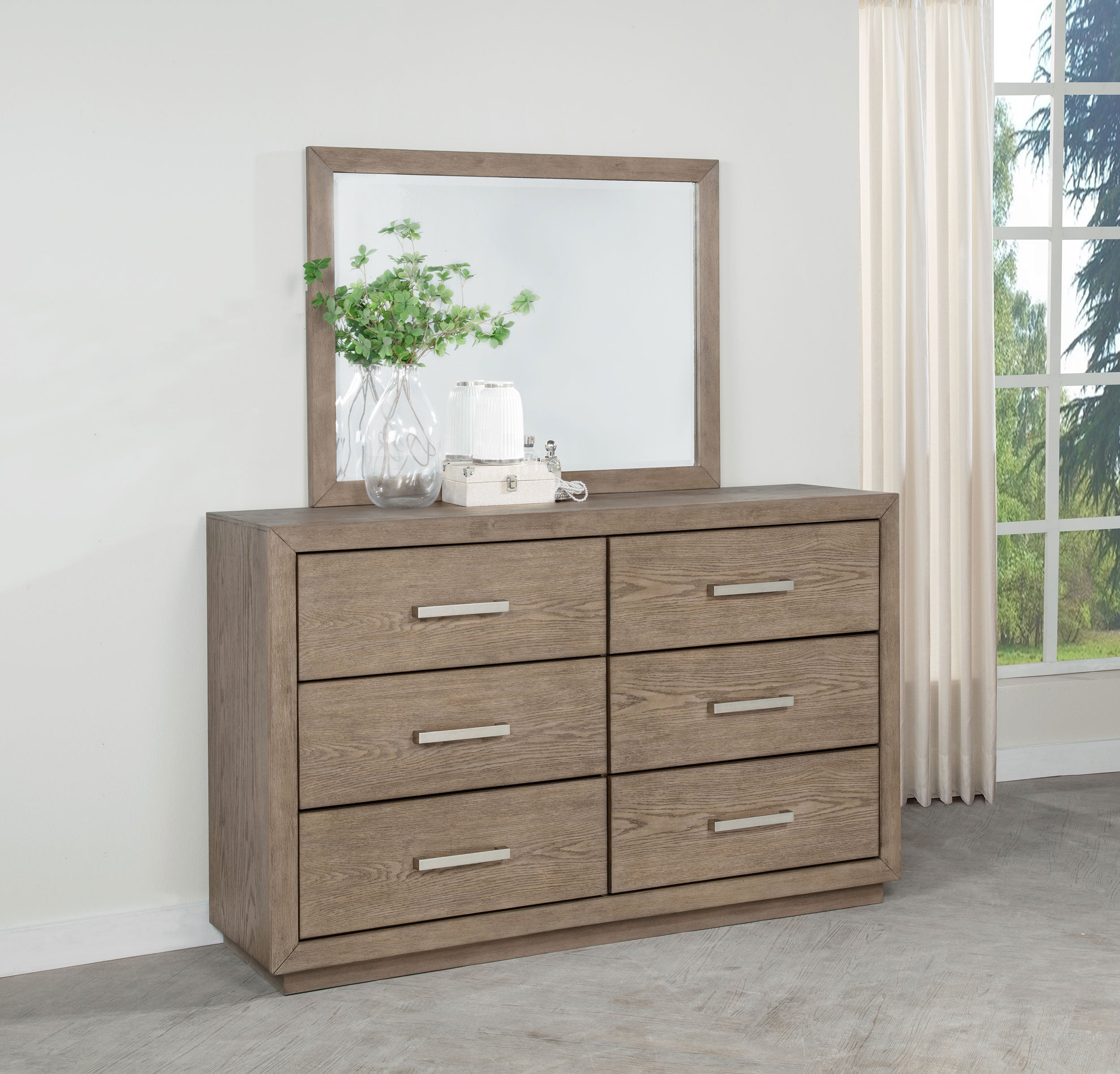 Kenora 6-drawer Dresser and Mirror Barley Brown — view 2