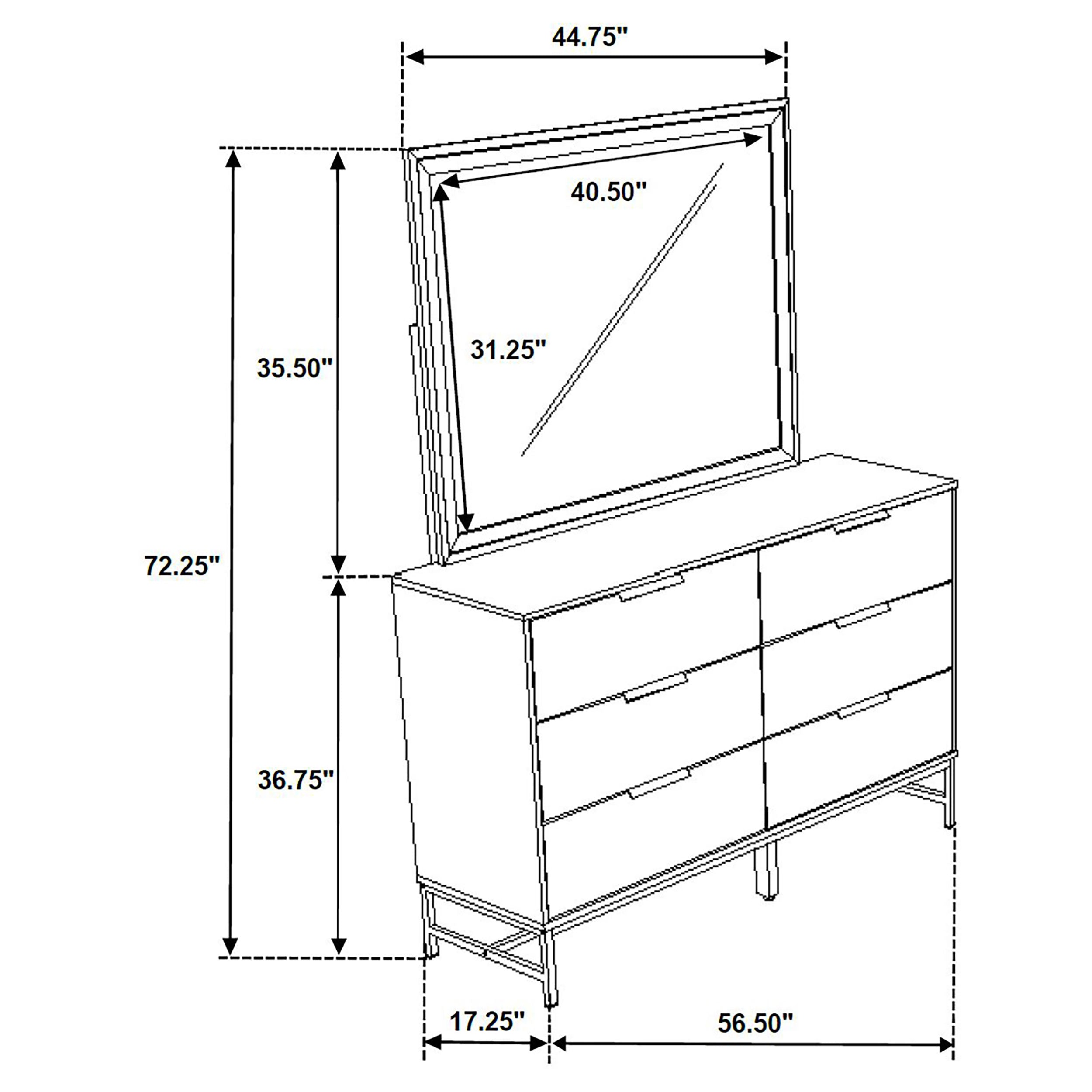 Sonora 6-drawer Dresser with Mirror White — view 12