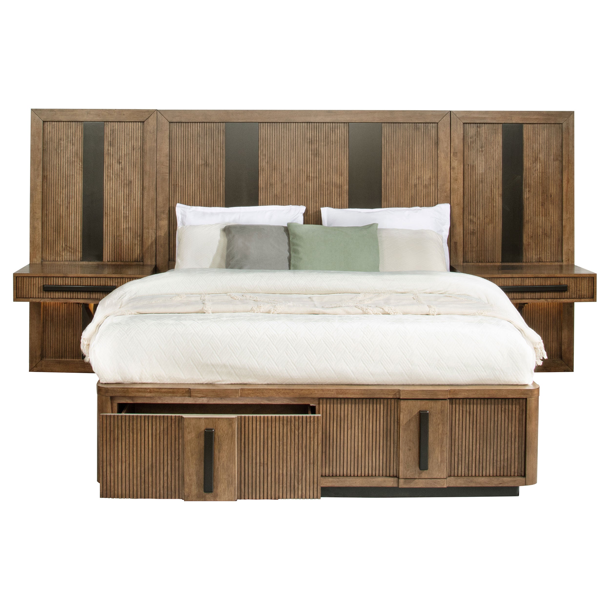 Terrace Queen Wall Panel Storage Bed Ash Brown — view 3