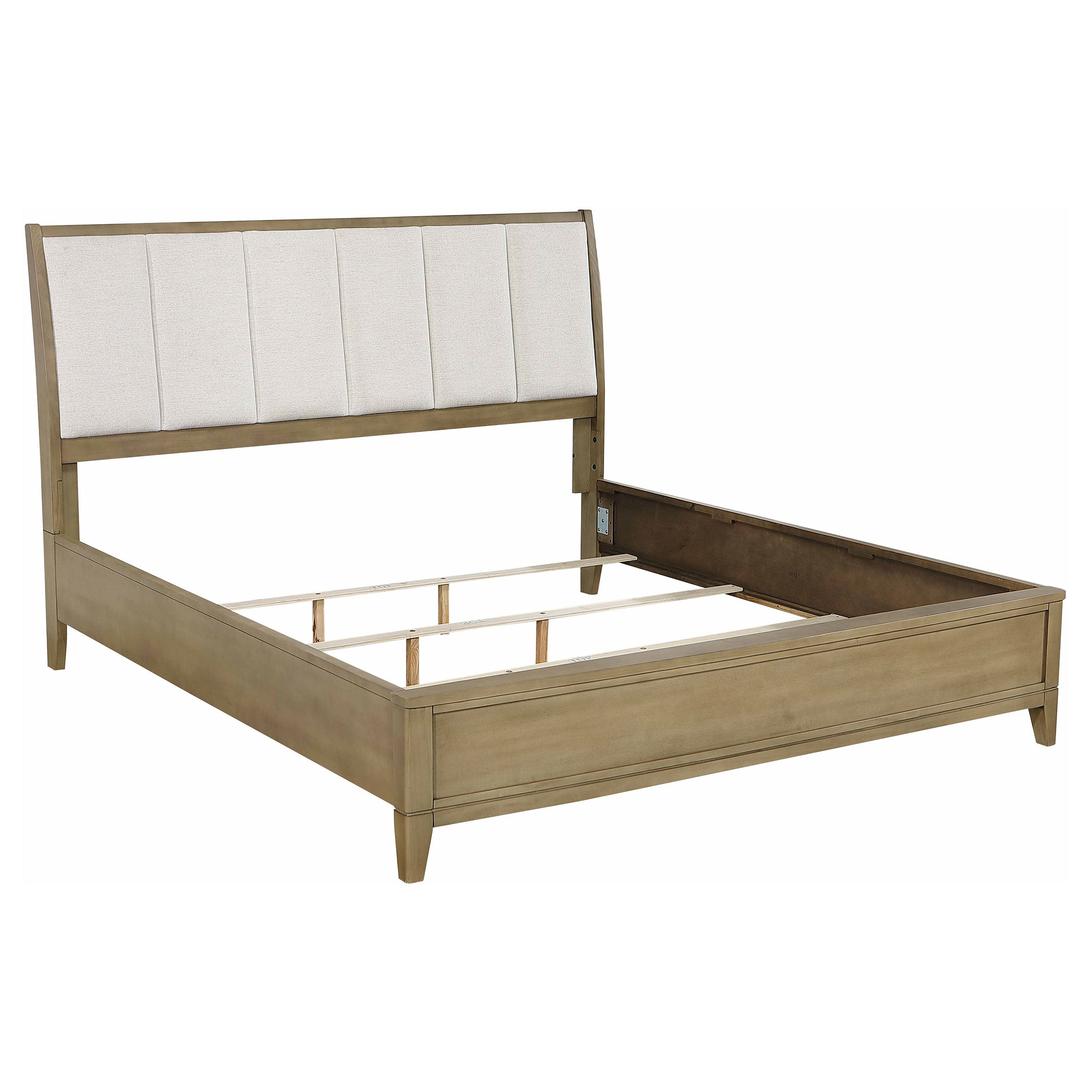 Granada Upholstered Eastern King Panel Bed Natural Pine — view 1