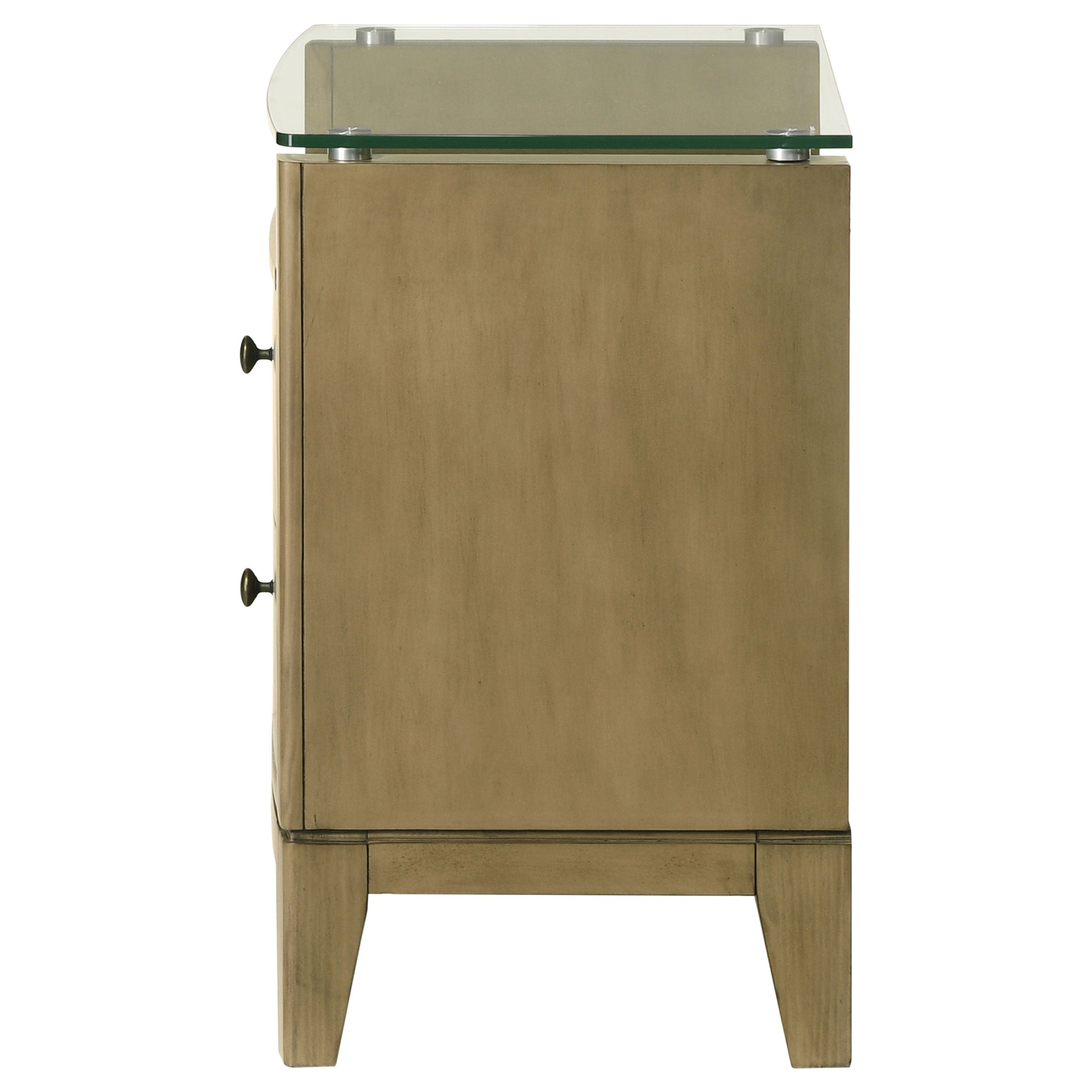 Granada 2-drawer Glass Top Nightstand Natural Pine — view 5