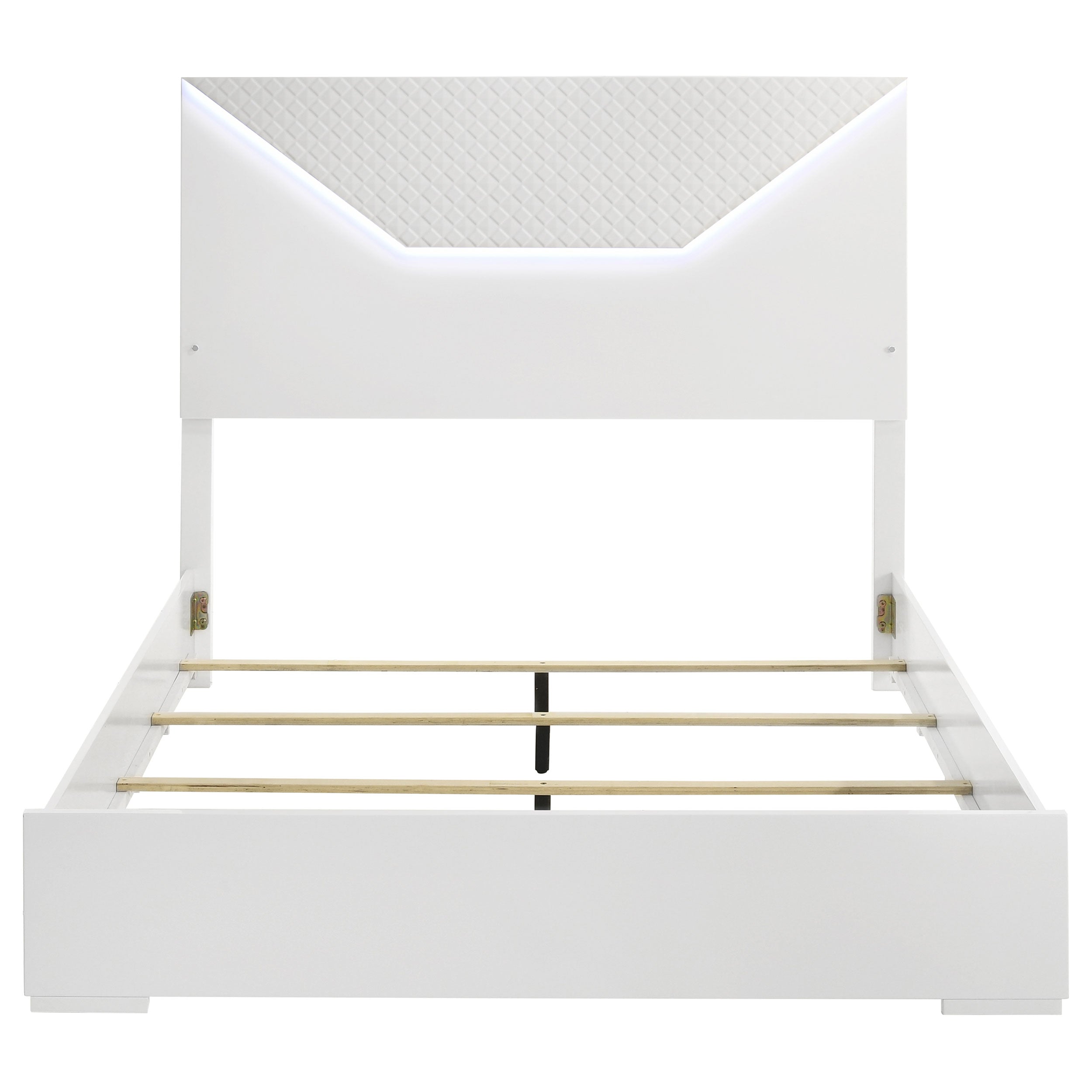 Ives Queen Panel Bed LED Headboard White High Gloss — view 4