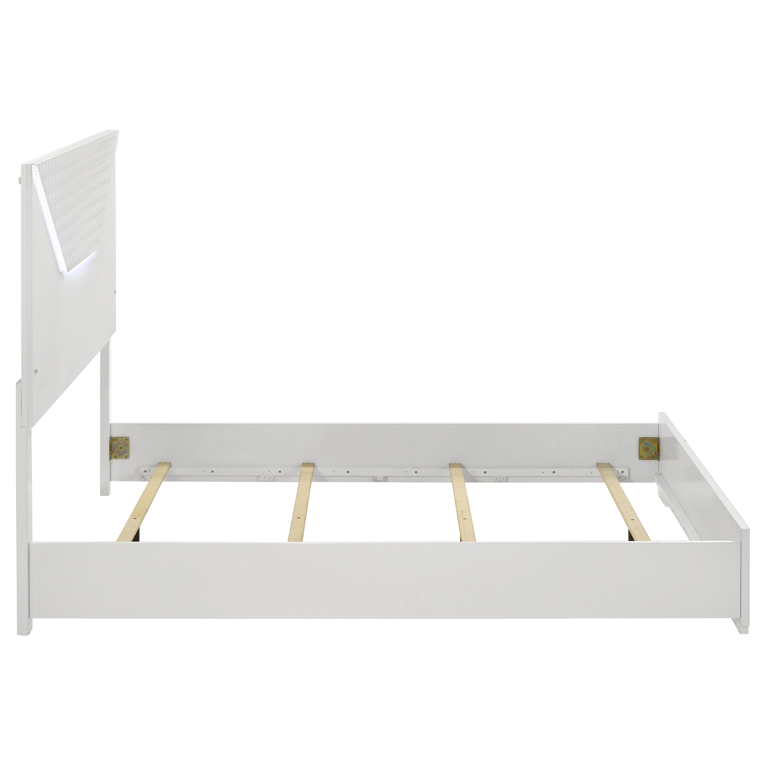 Ives Queen Panel Bed LED Headboard White High Gloss — view 6